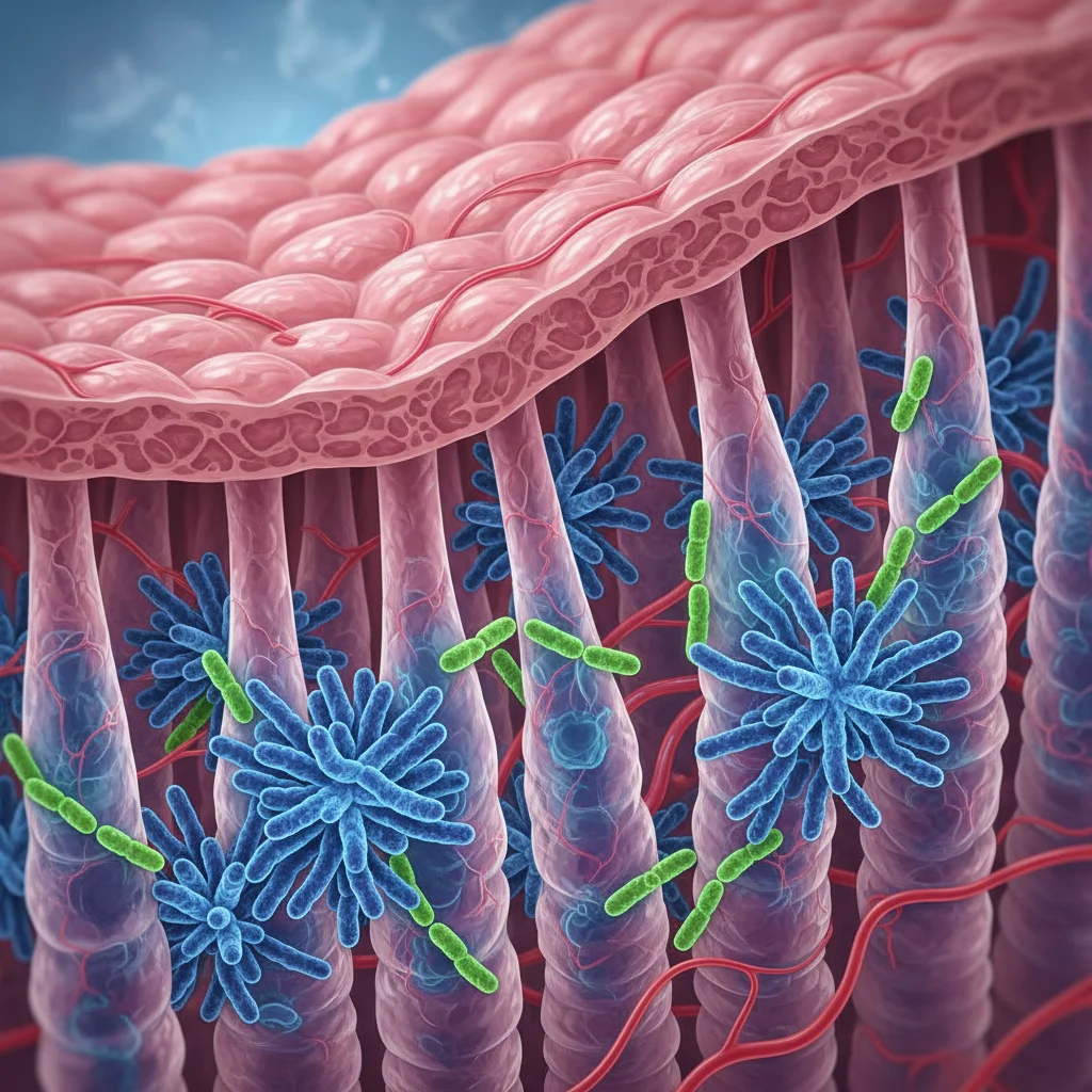 Microscopic visualization of beneficial gut bacteria including bifidobacterium and lactobacillus strains