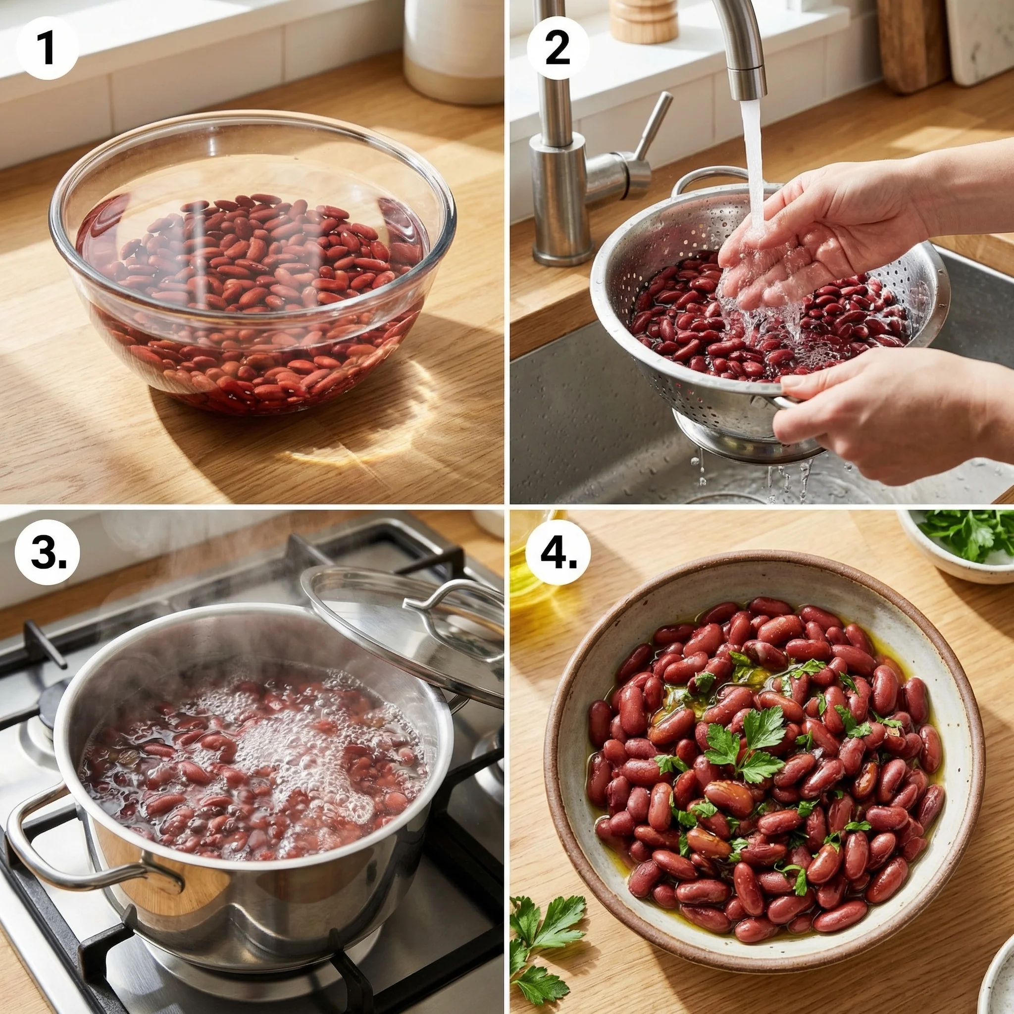 Visual guide showing how different cooking methods reduce lectin content in common foods