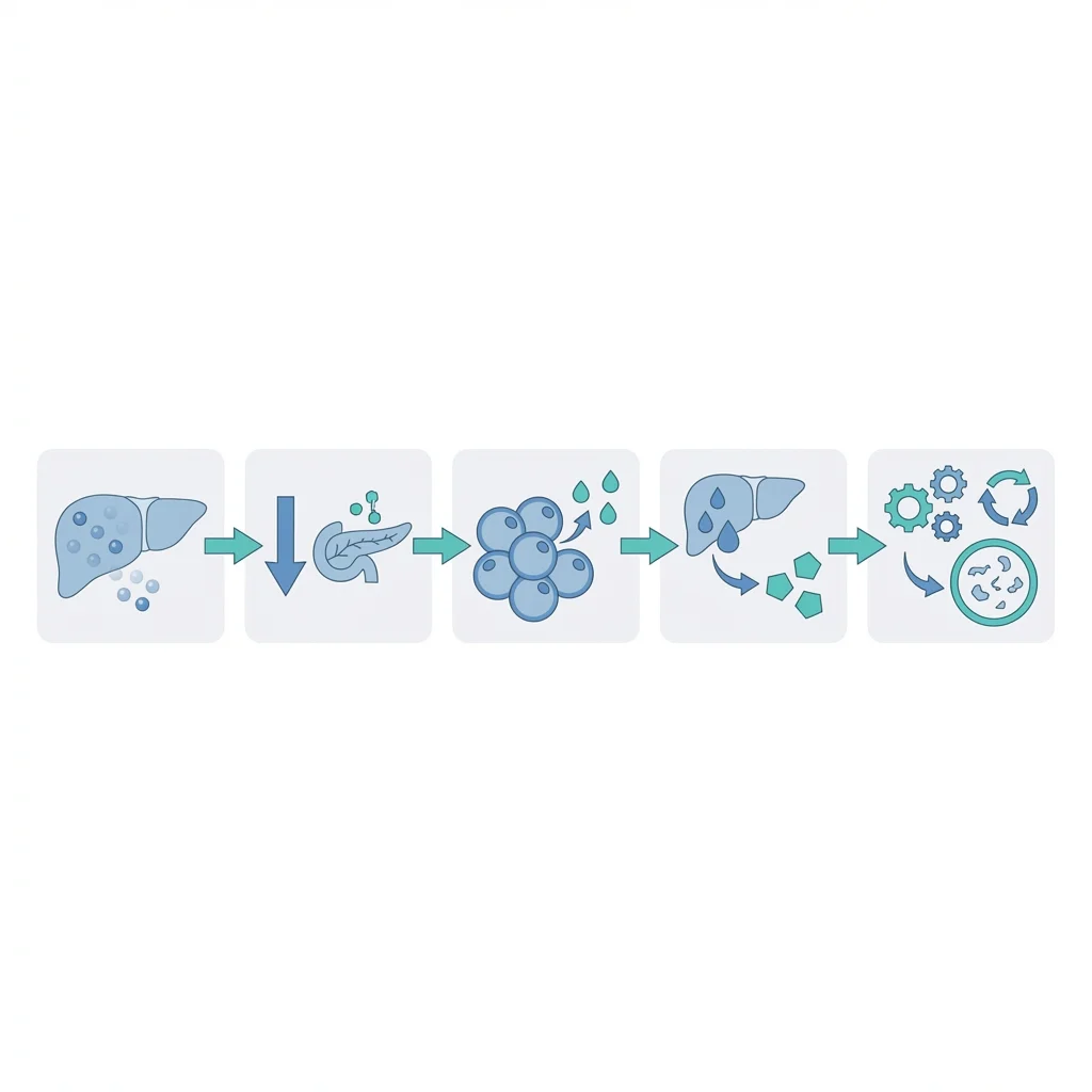 Infographic showing metabolic switching timeline during fasting from 0 to 24 hours