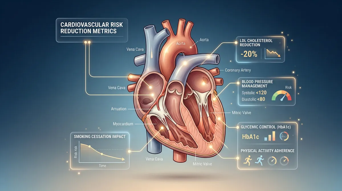 Anatomical heart illustration with cardiovascular risk reduction data for tirzepatide and semaglutide