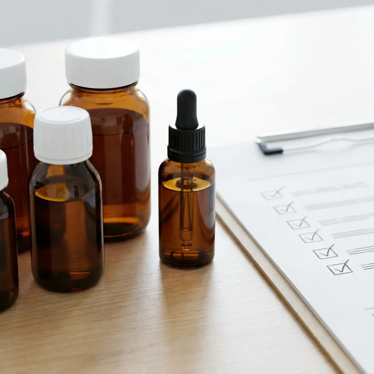 Clean infographic panel showing medication classes and potential CBD interaction risk levels