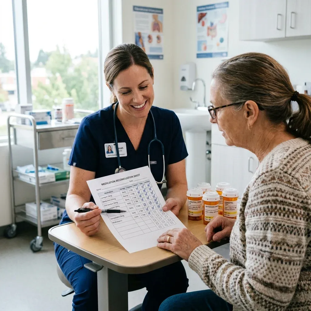 Clinician reviewing peptide and medication list with a patient