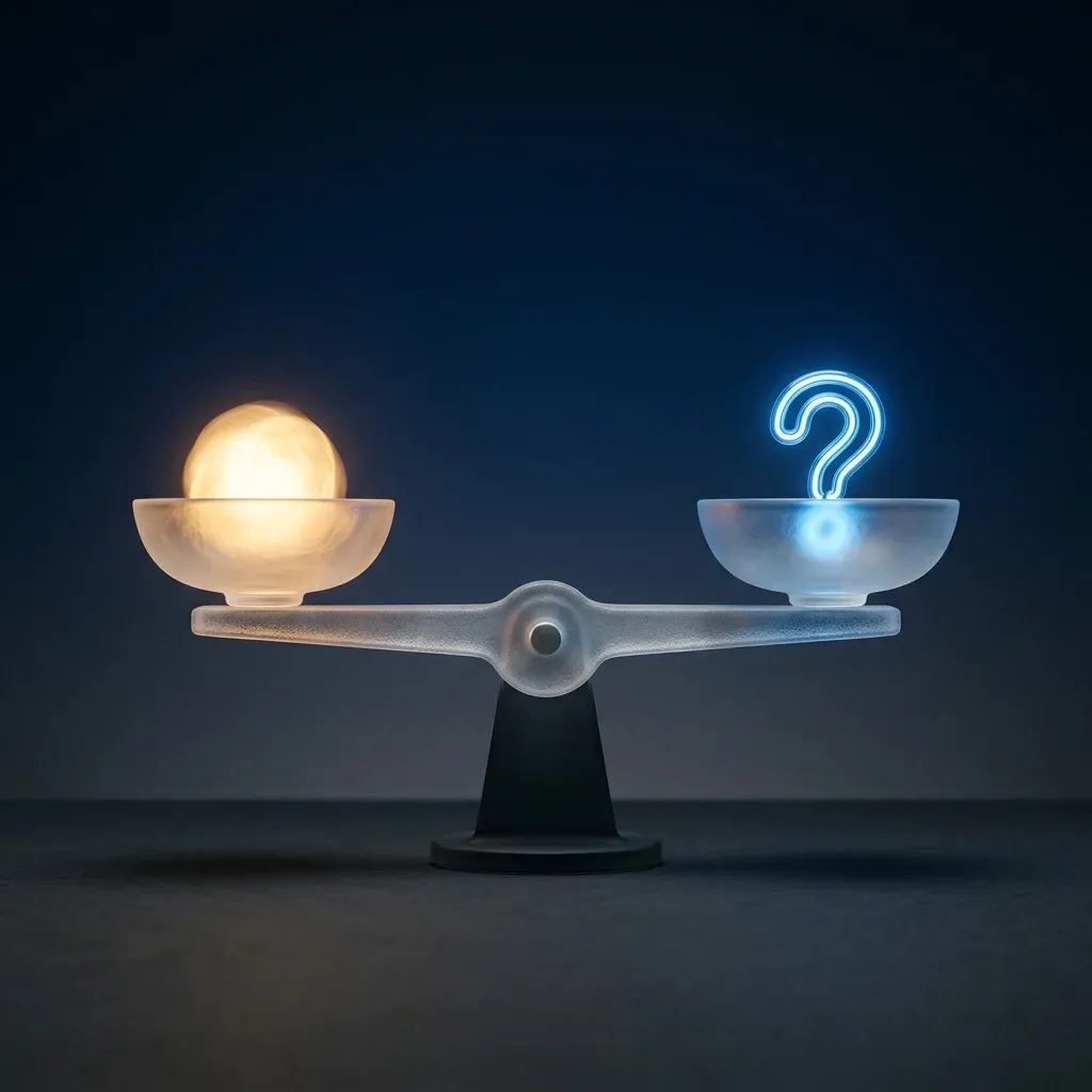 Conceptual image of a balanced scale representing the weighing of hope and uncertainty in GLP-1 addiction research