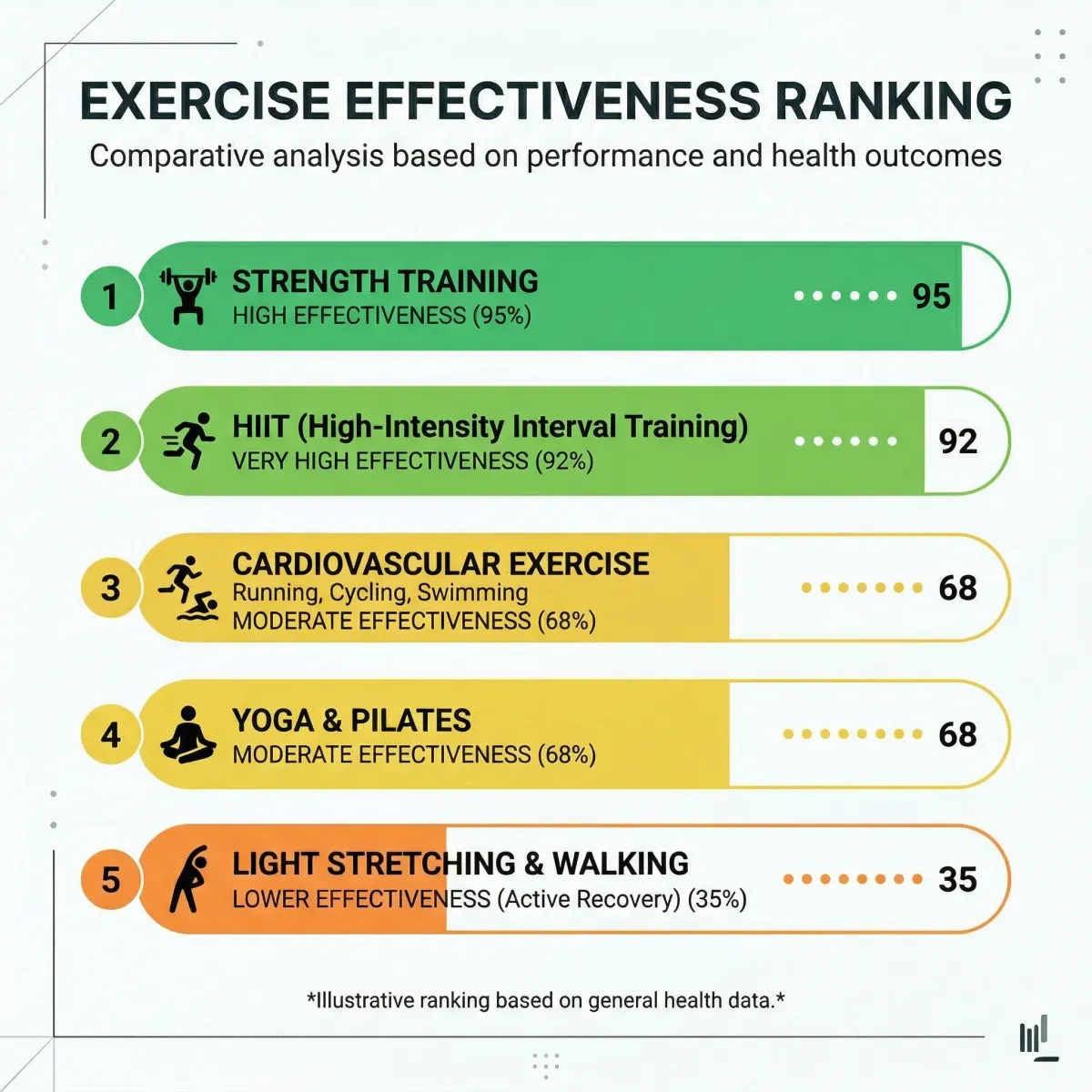Chart comparing exercise types for reducing visceral fat