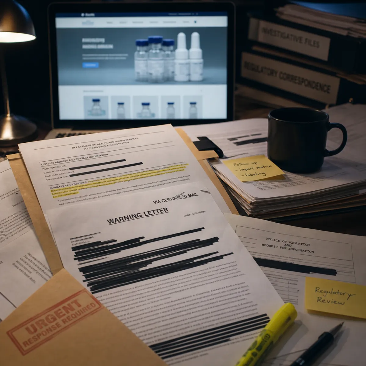 FDA enforcement documents and warning letters targeting online peptide sellers