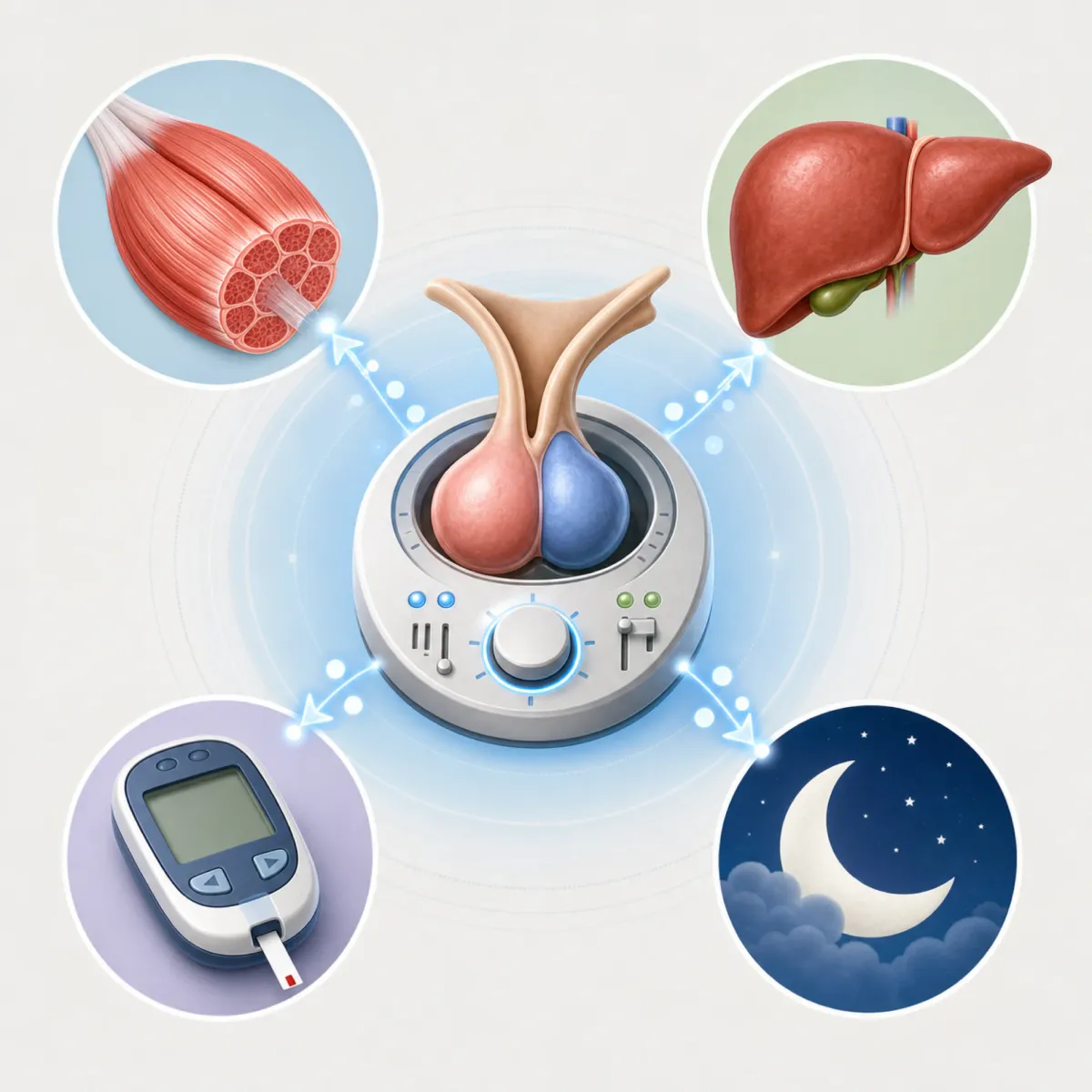 Pituitary growth hormone signaling shown as a control panel