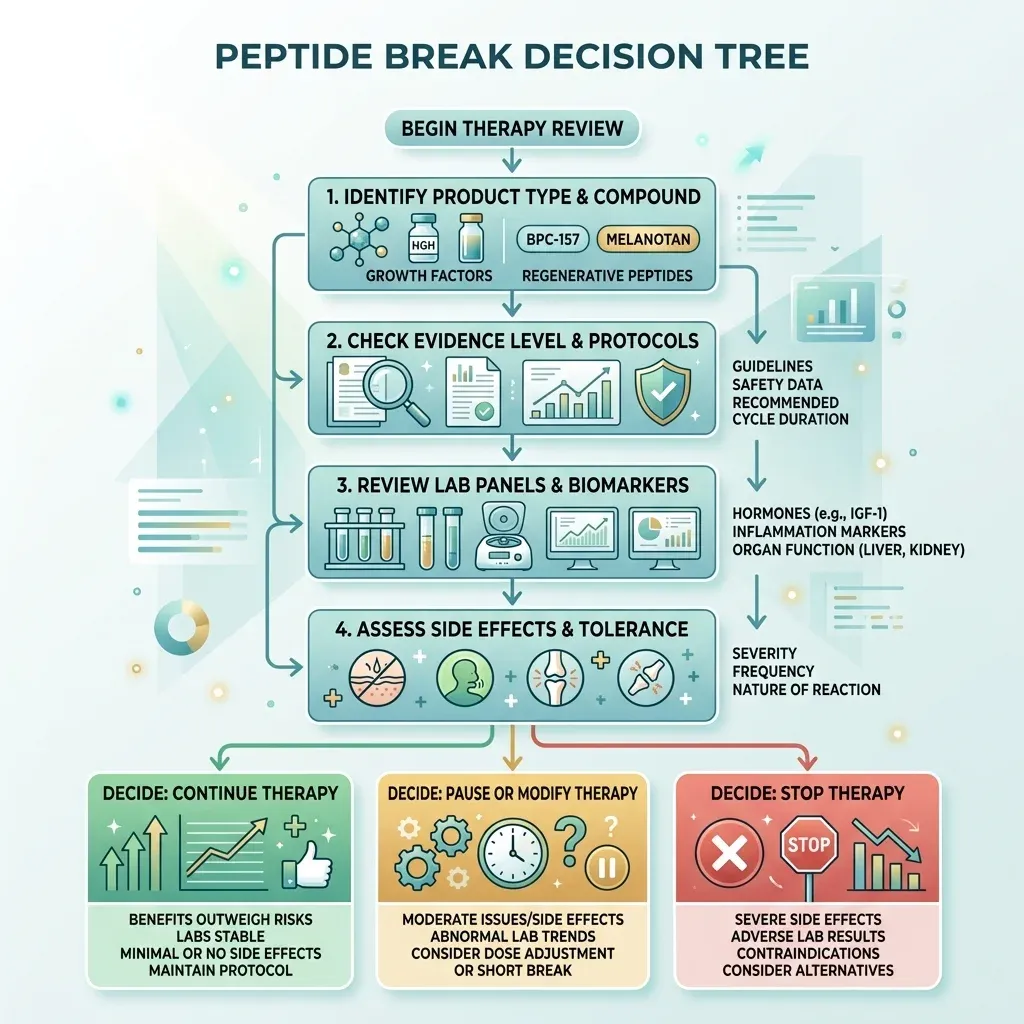 Decision tree for safer peptide break planning