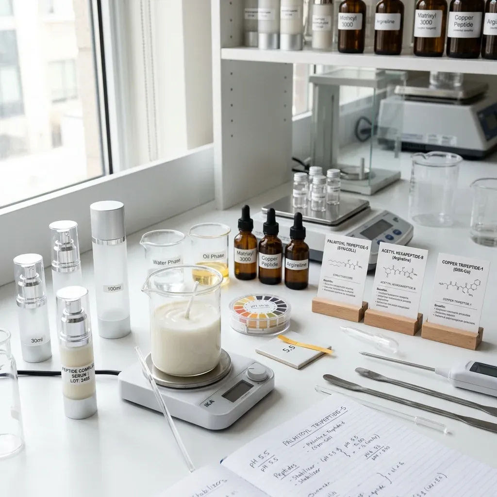 Cosmetic formulation tools showing why delivery and stability matter for peptides