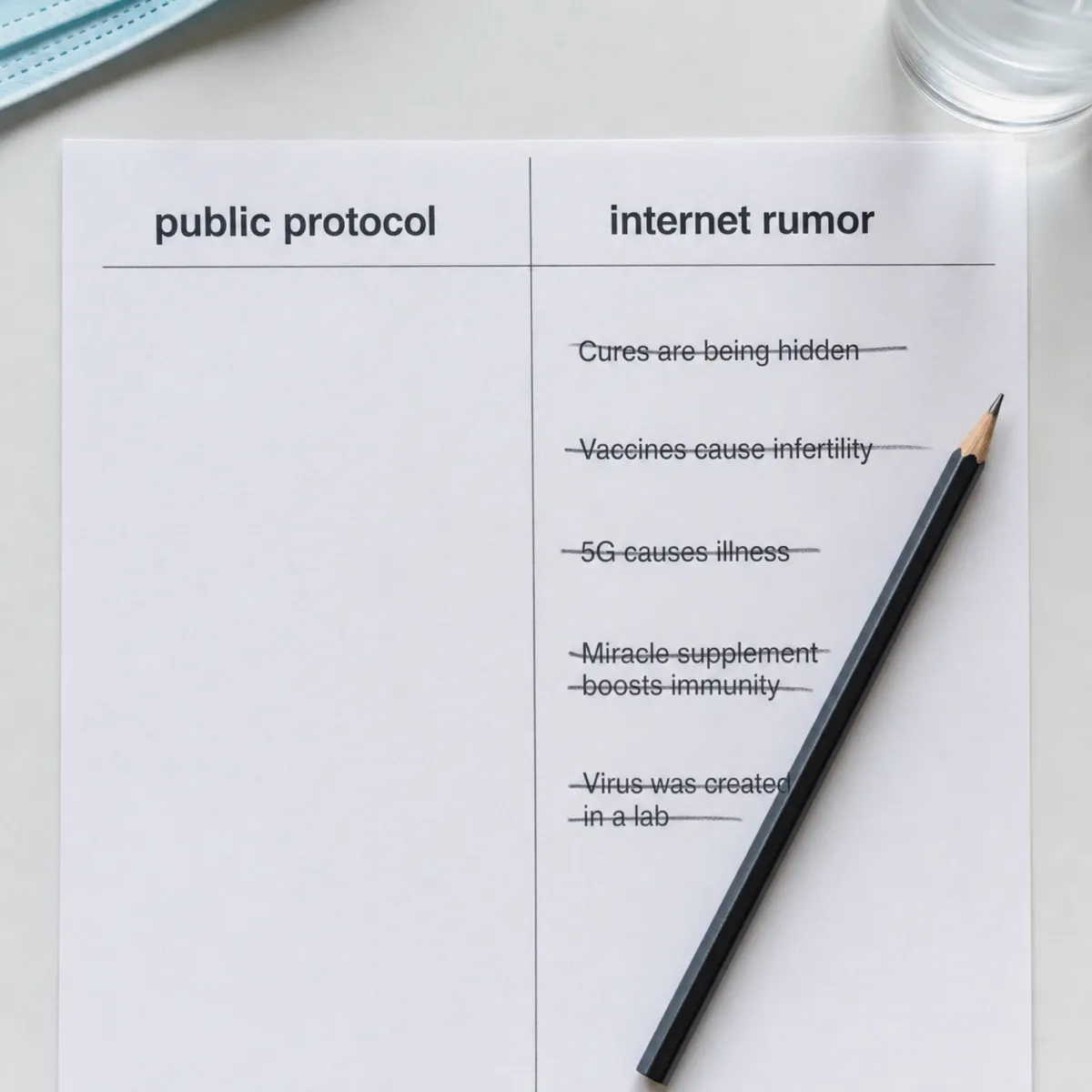 A protocol sheet separating public disclosures from unsupported peptide rumors