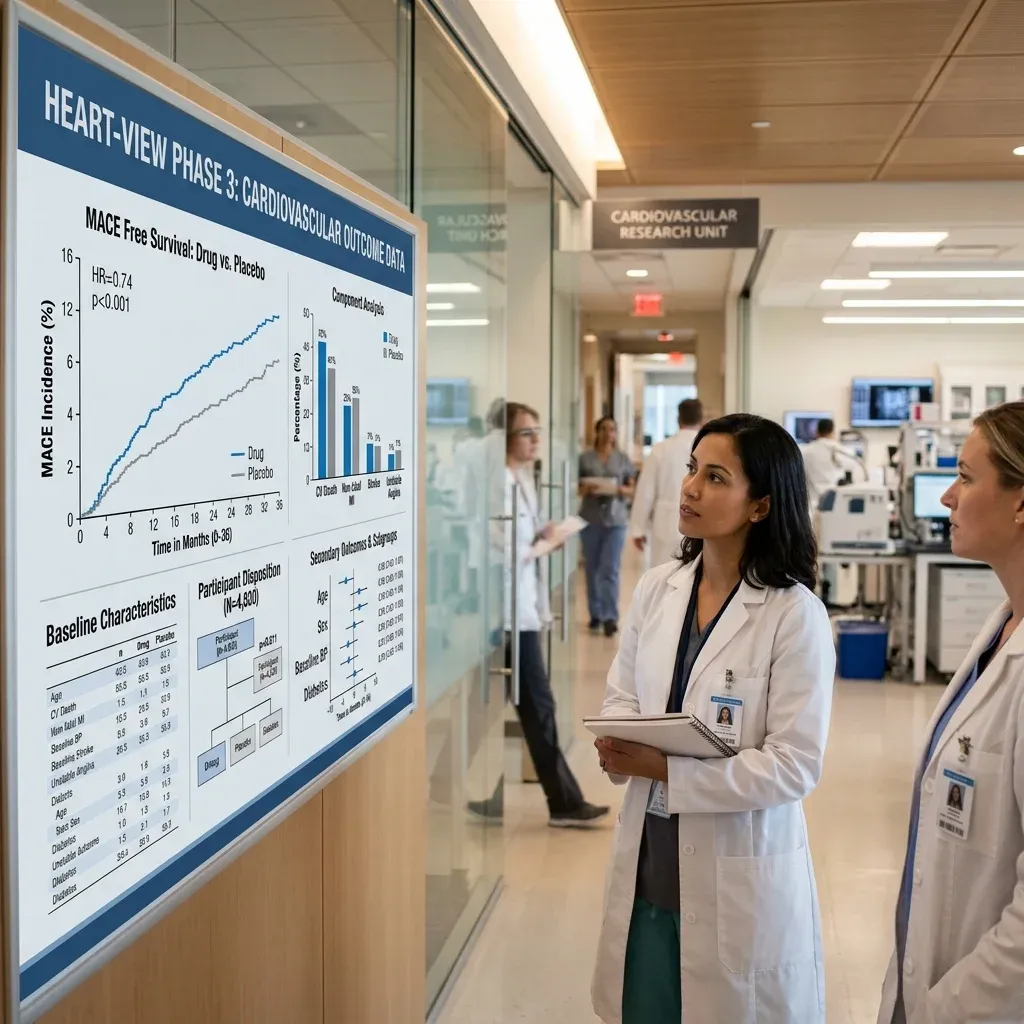 Clinical trial results display showing cardiovascular outcome data from a major semaglutide study