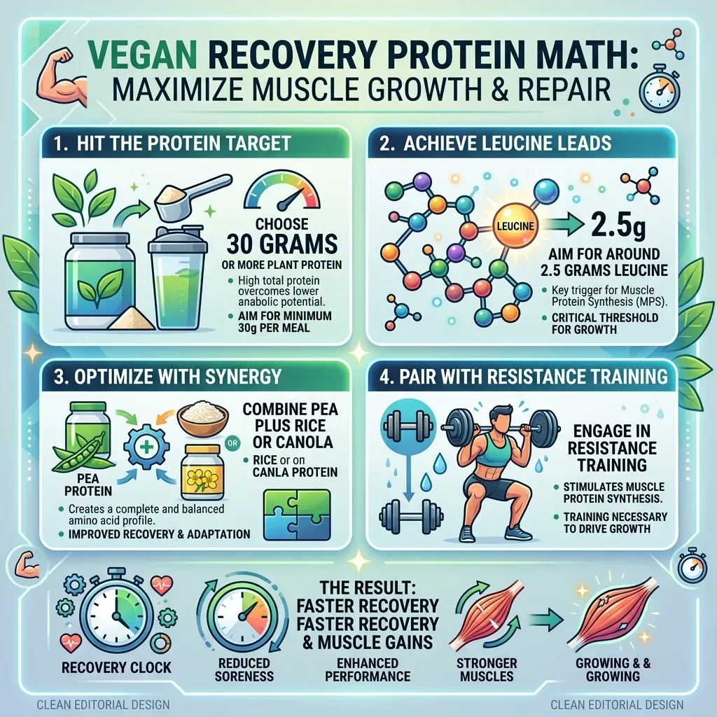 Infographic showing how vegans can structure plant protein for workout recovery