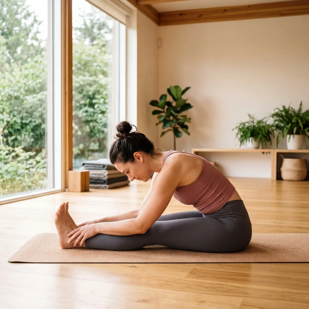 Person performing a gentle supported backbend yoga pose to relieve lower back tension