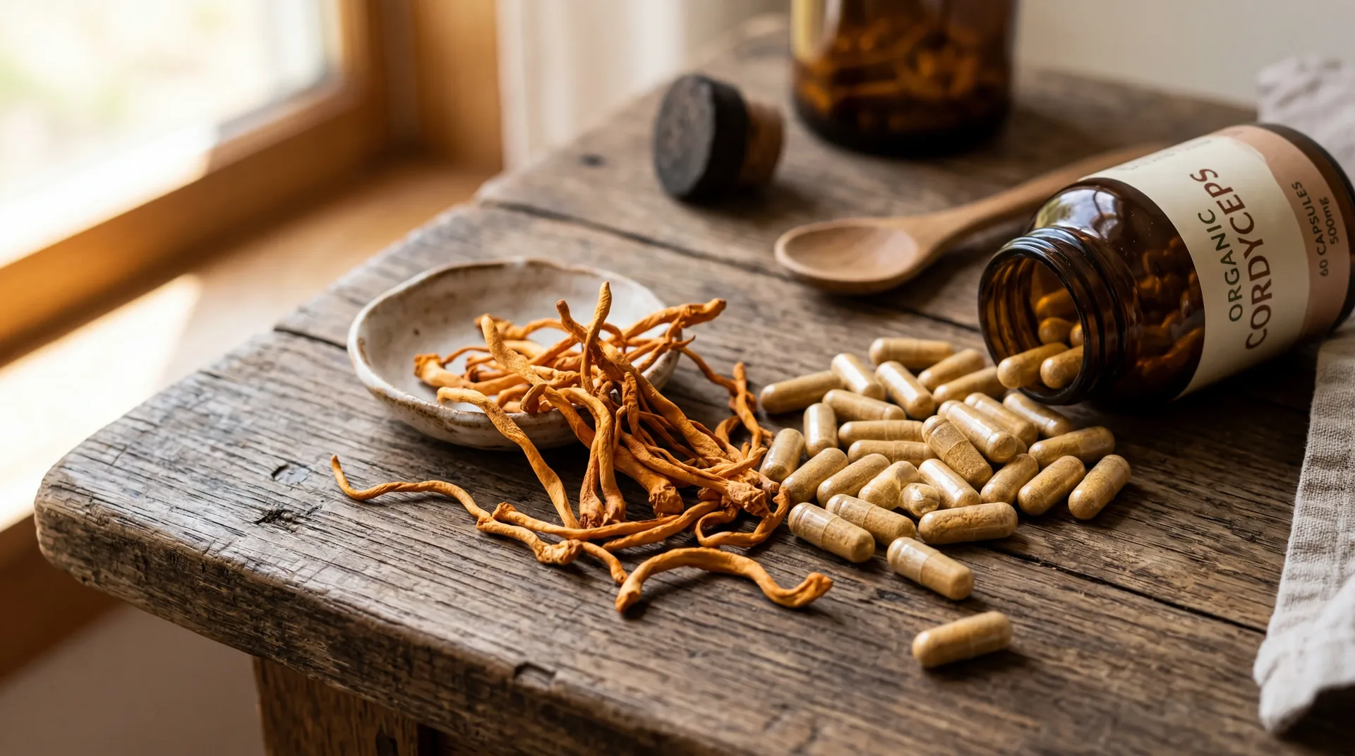 Featured visual summarizing evidence-based guidance related to Cordyceps Mushroom for Energy, Stamina, and Athletic Performance.