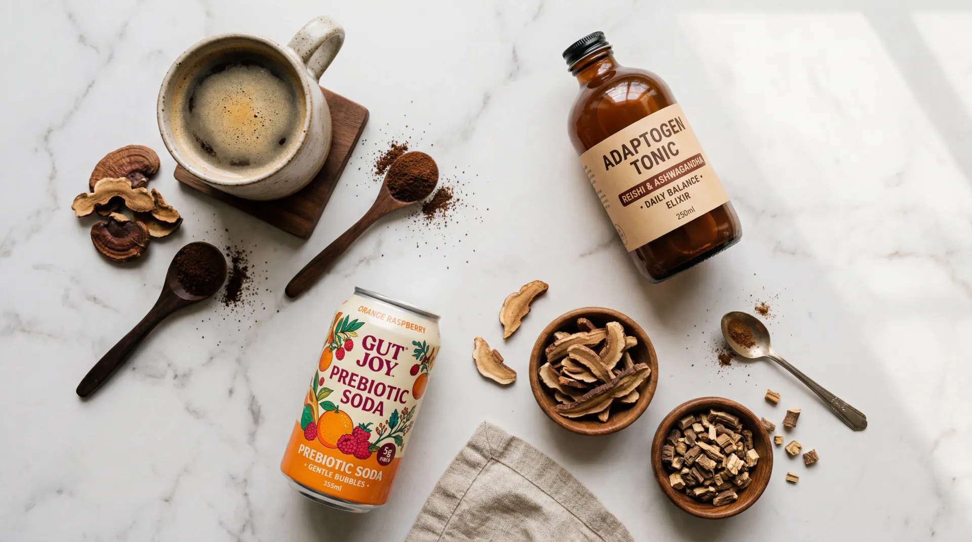 Functional Beverages 2026: Adaptogen Drinks, Mushroom Coffee, and Prebiotic Sodas