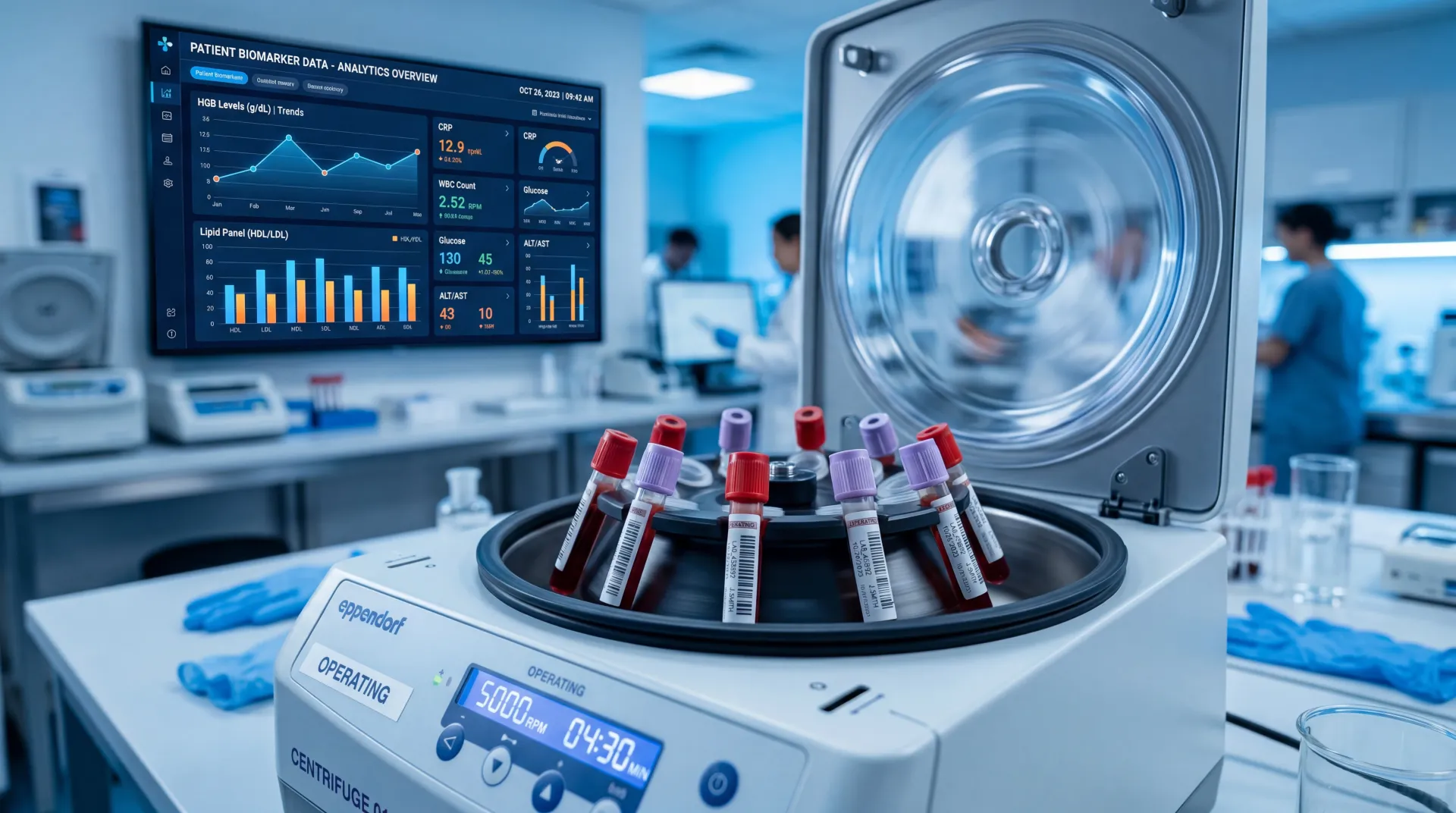 Featured visual summarizing evidence-based guidance related to Precision Diagnostics: Biomarker Testing, Blood Panels, and At-Home Health Screening.