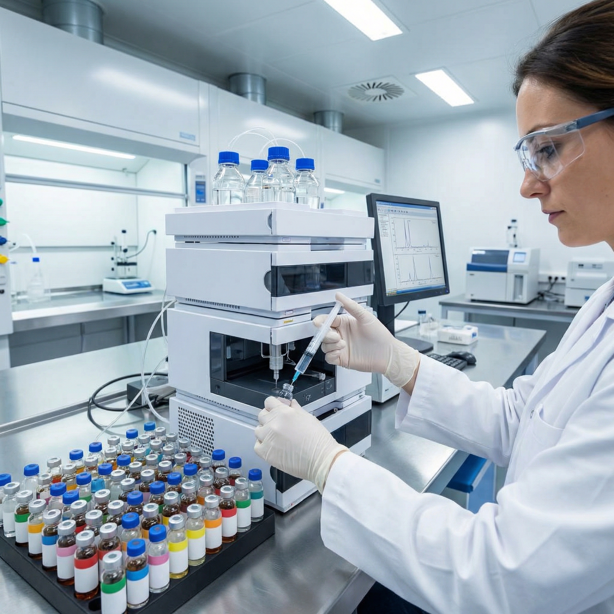 Laboratory technician testing THC samples for potency and contaminants.