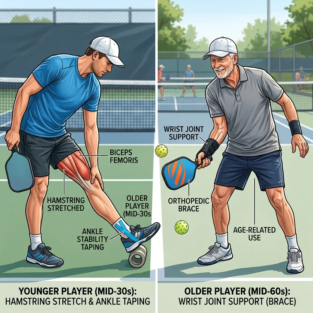 Comparison of typical injury patterns in younger versus older pickleball players