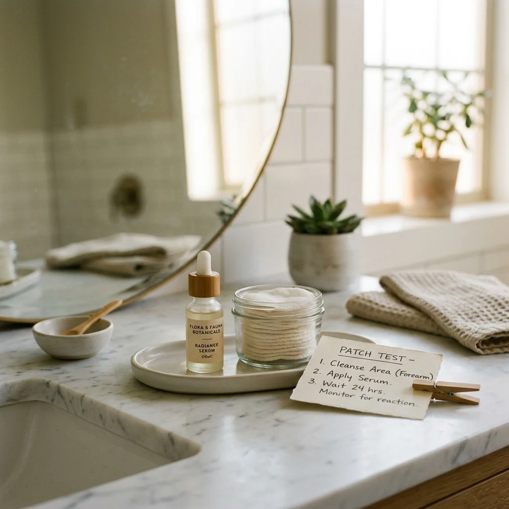 Patch testing setup for a peptide skincare serum