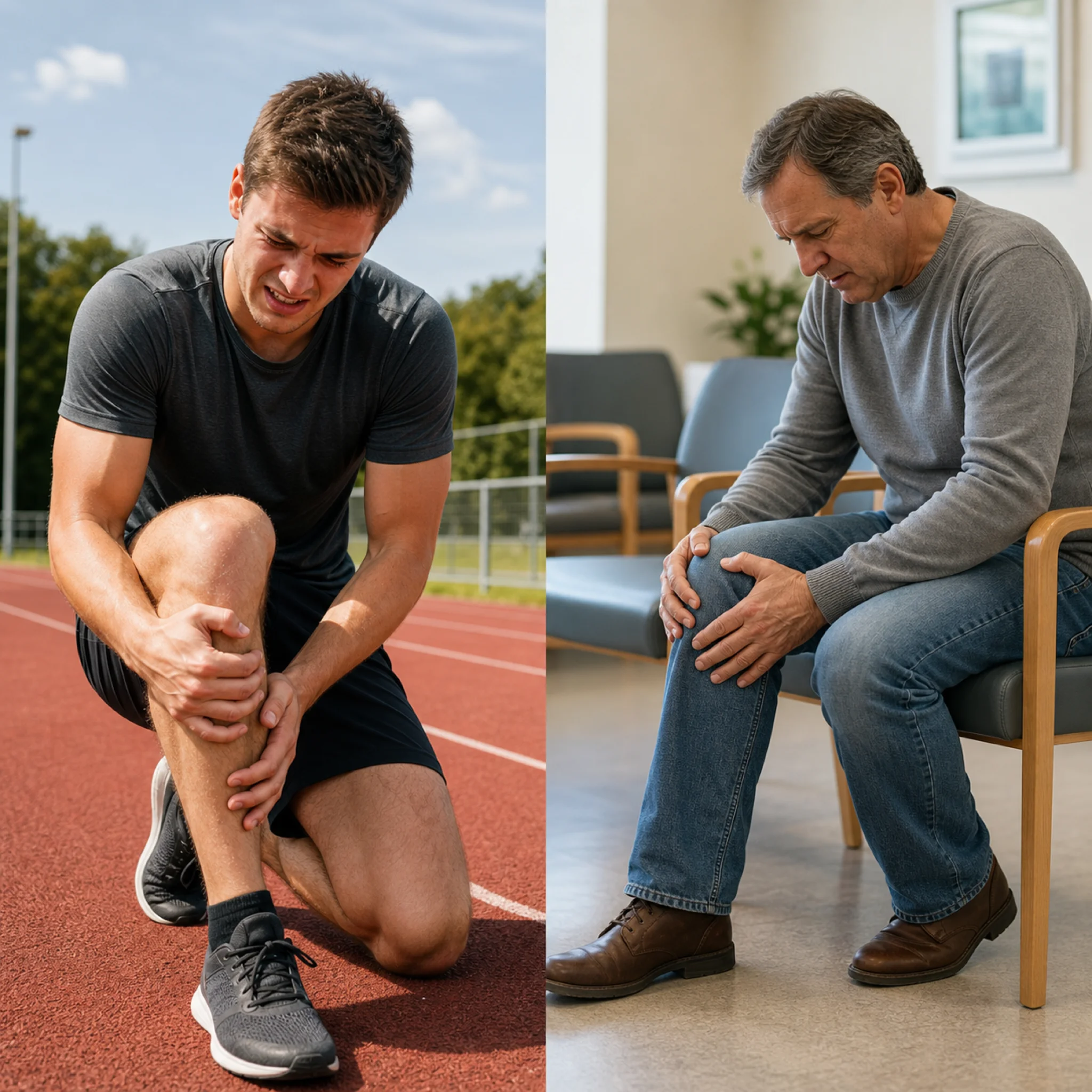 Side-by-side comparison of athletic knee pain versus osteoarthritic knee pain in clinical setting