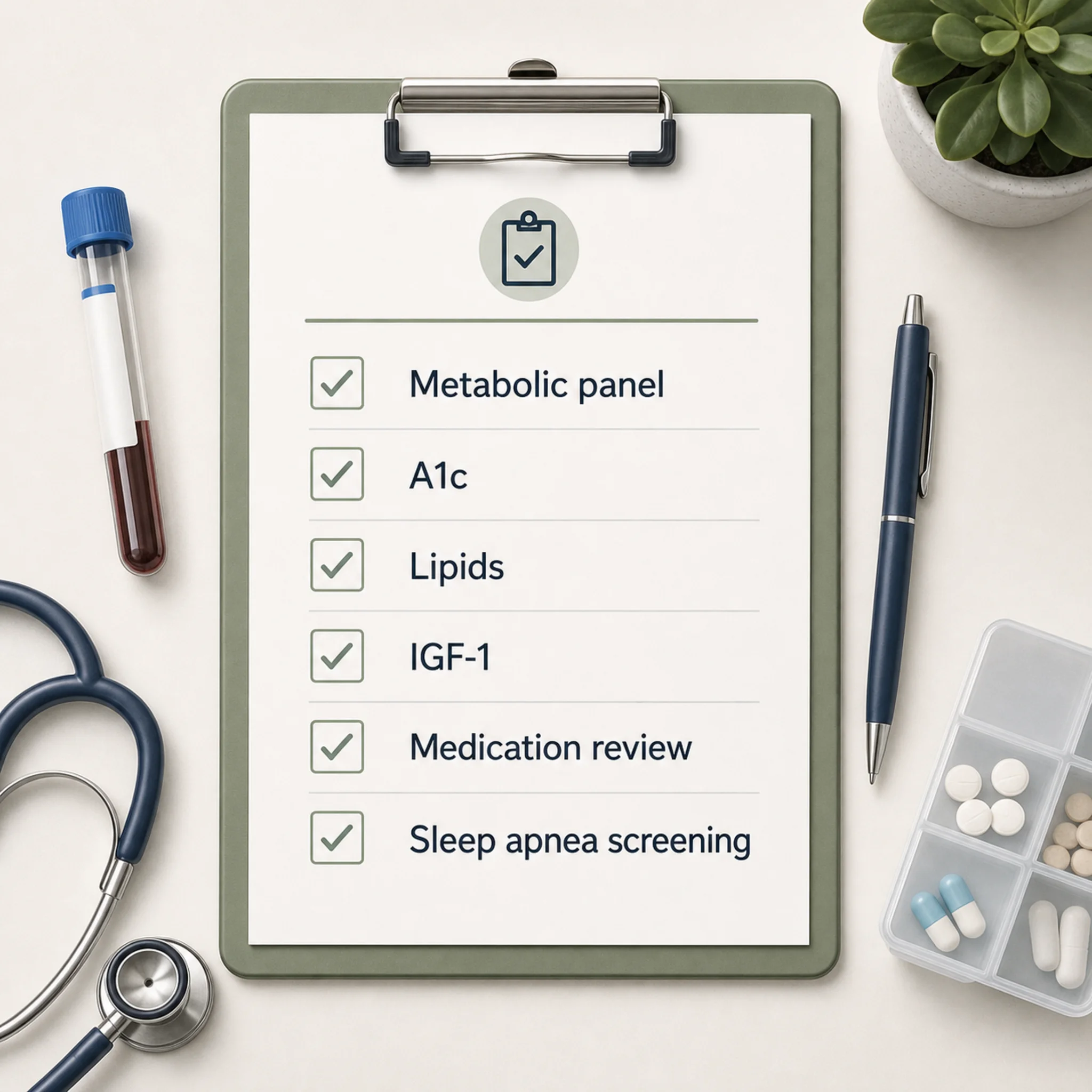 Baseline screening checklist for a cautious peptide therapy discussion