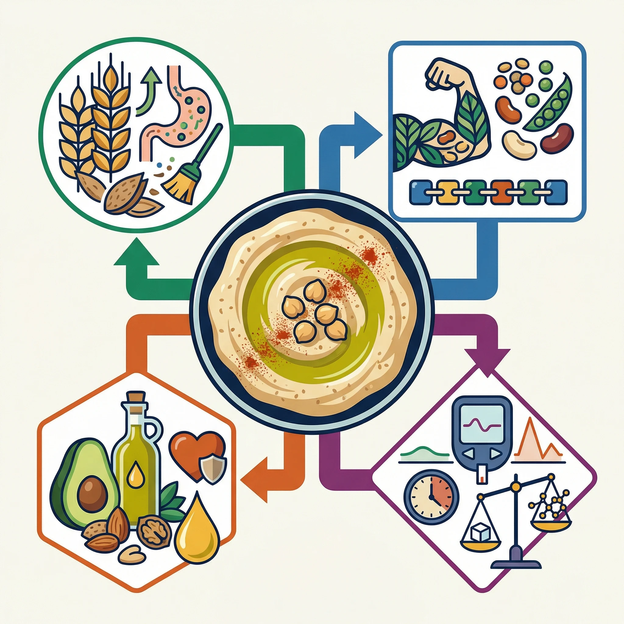 Infographic comparing plant protein pairings such as beans and rice, tofu and quinoa, and hummus with whole-grain pita with protein totals.