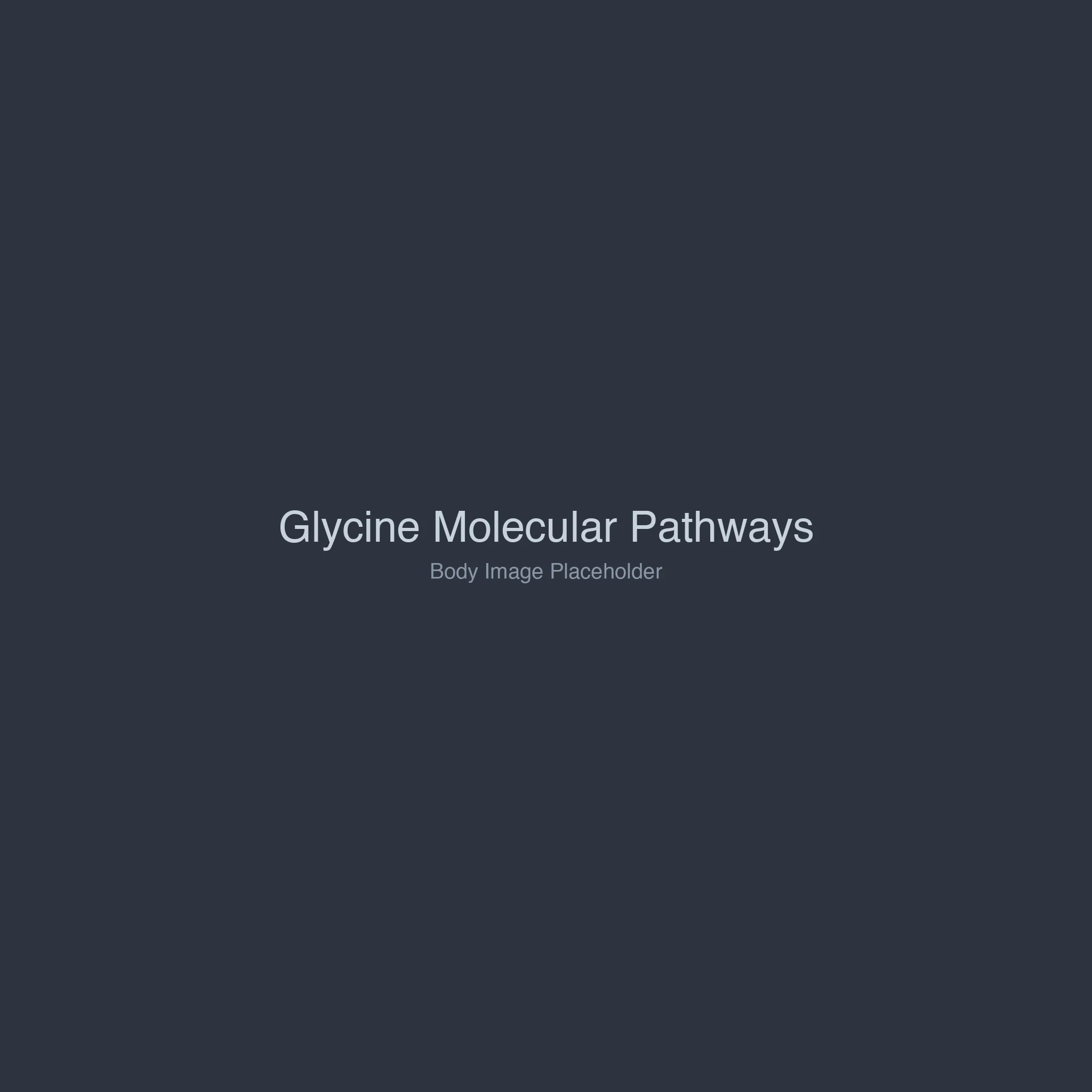 Detailed illustration showing glycine's molecular structure and its three synthesis pathways in the human body