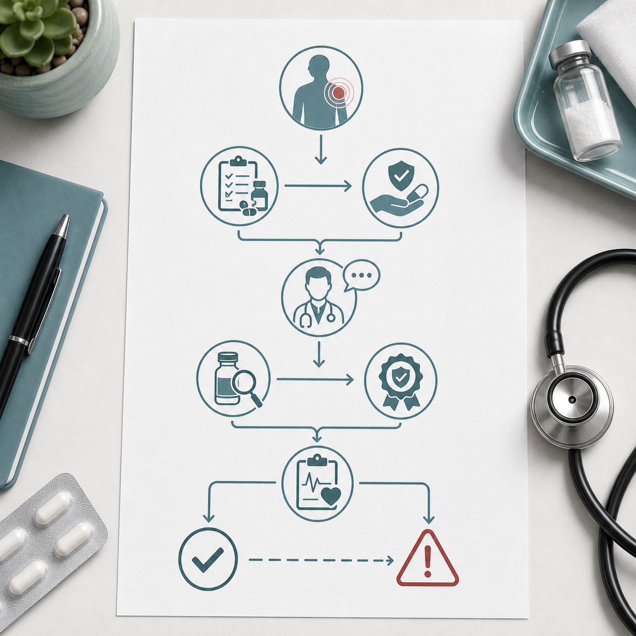 Decision pathway illustration for evaluating BPC-157 use and stop rules