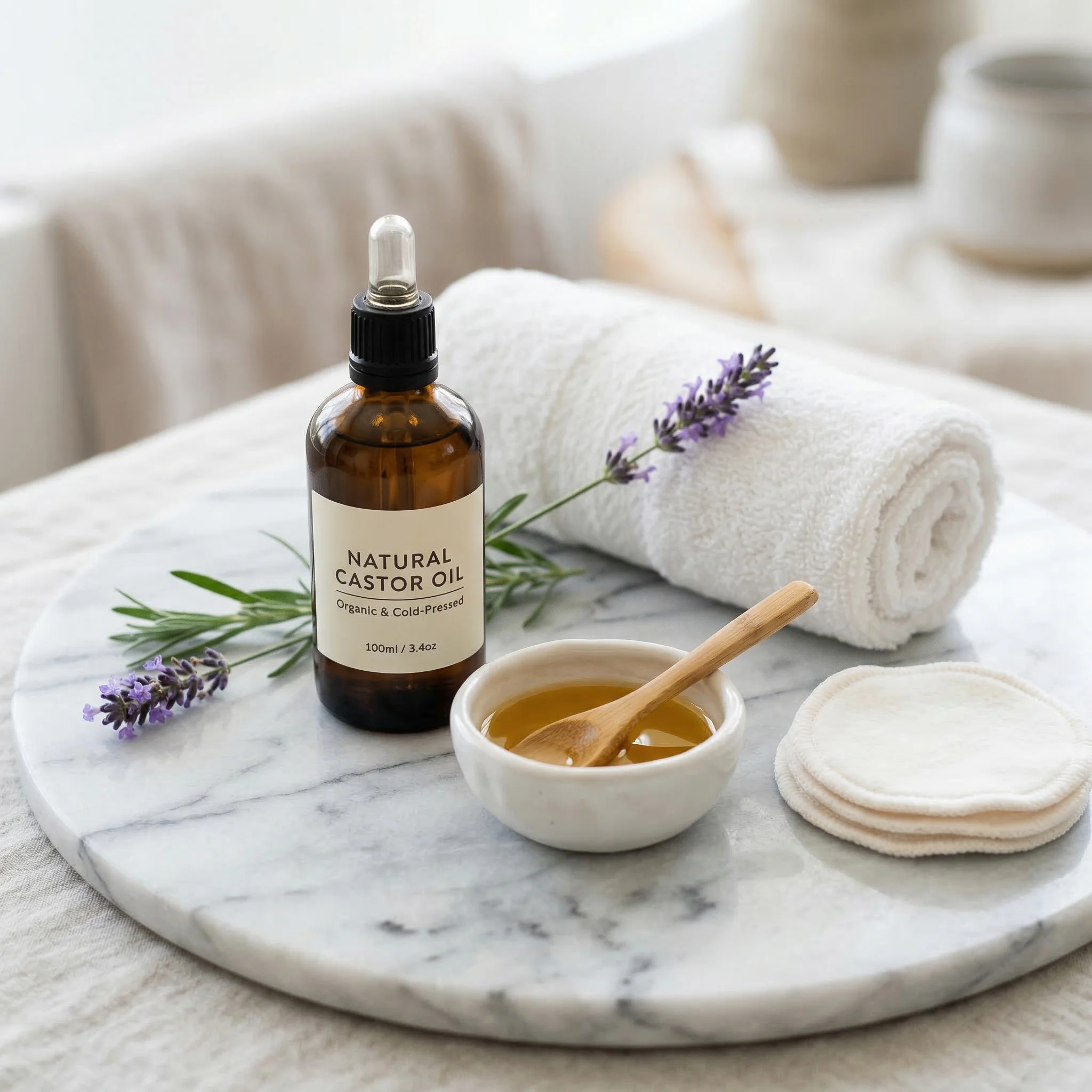 Comparison chart of castor oil skin benefits including moisturizing, antimicrobial, and wound healing properties