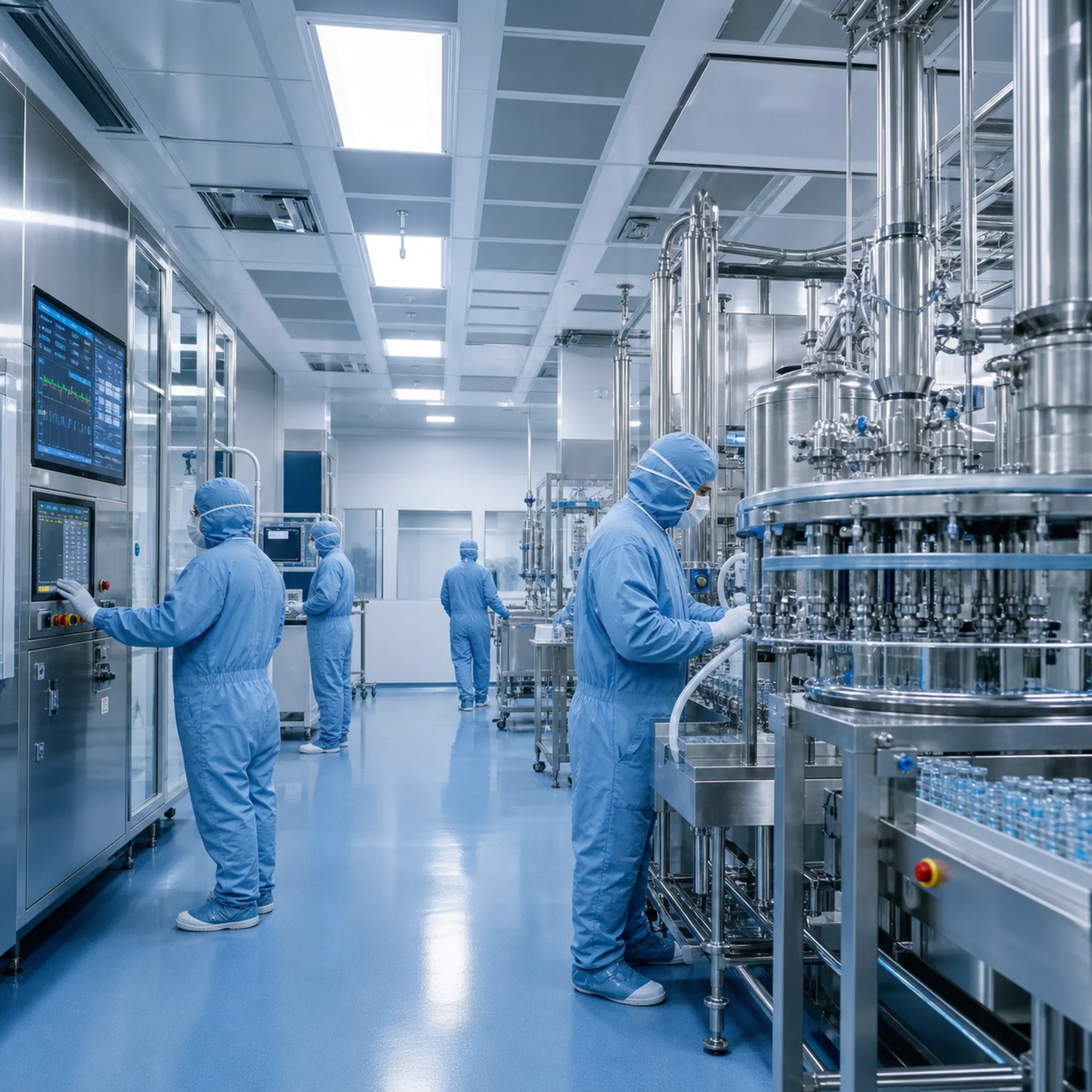 Interior of a cGMP-compliant pharmaceutical clean room manufacturing facility