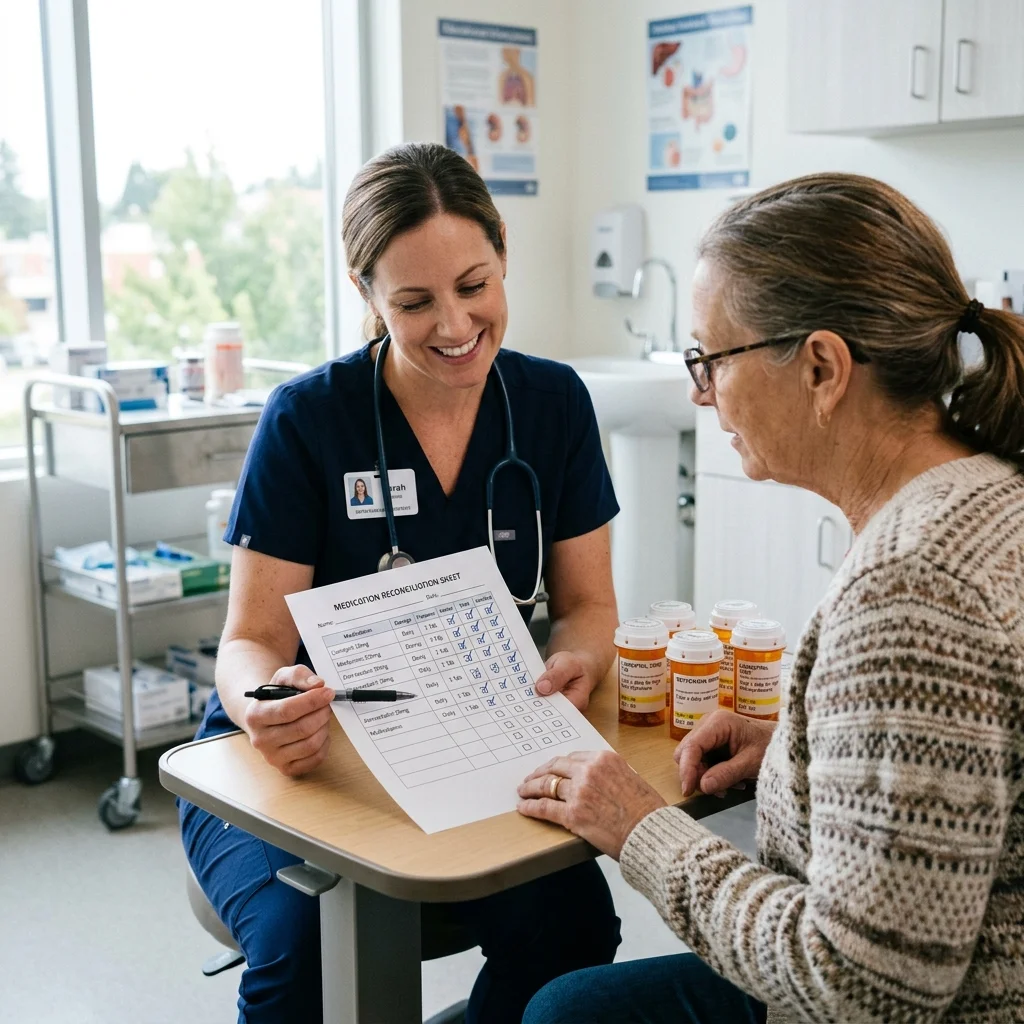 Clinician reviewing peptide and medication list with a patient