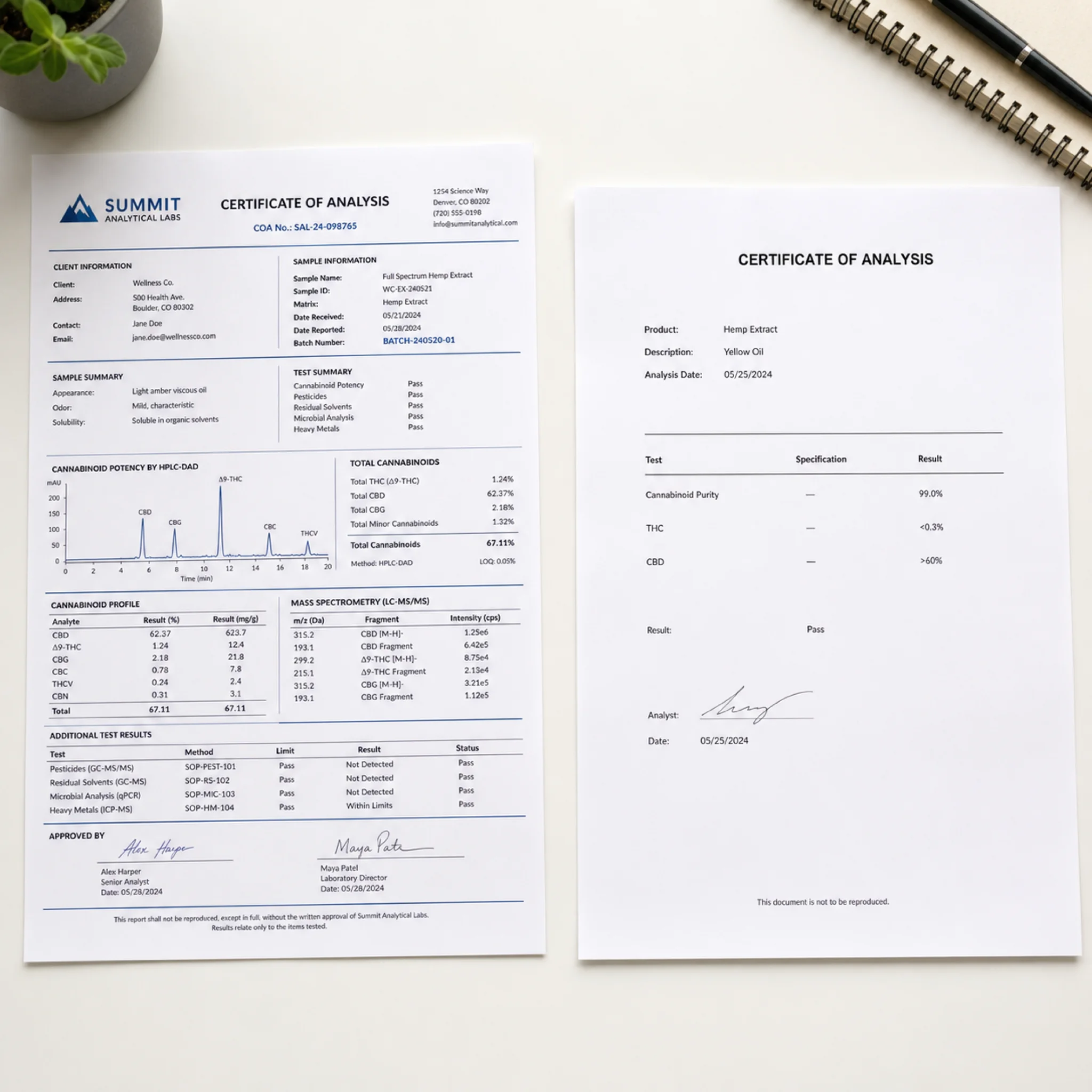 Comparison of a legitimate versus suspicious peptide certificate of analysis