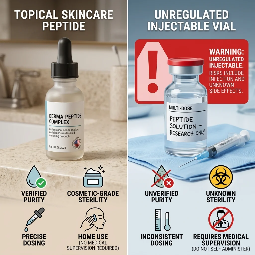 Comparison of topical cosmetic peptides and unregulated injectable peptide risks