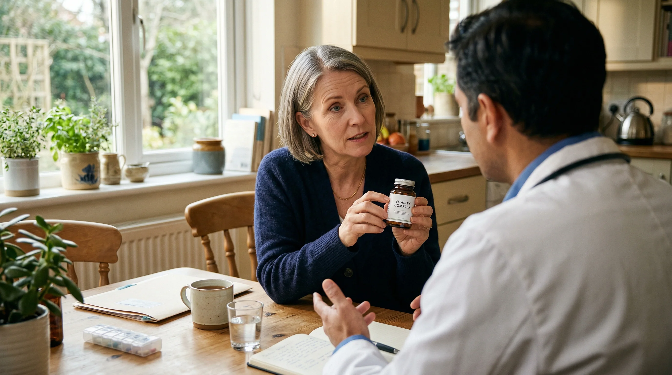 Patient discussing PEA supplementation with their doctor during a consultation