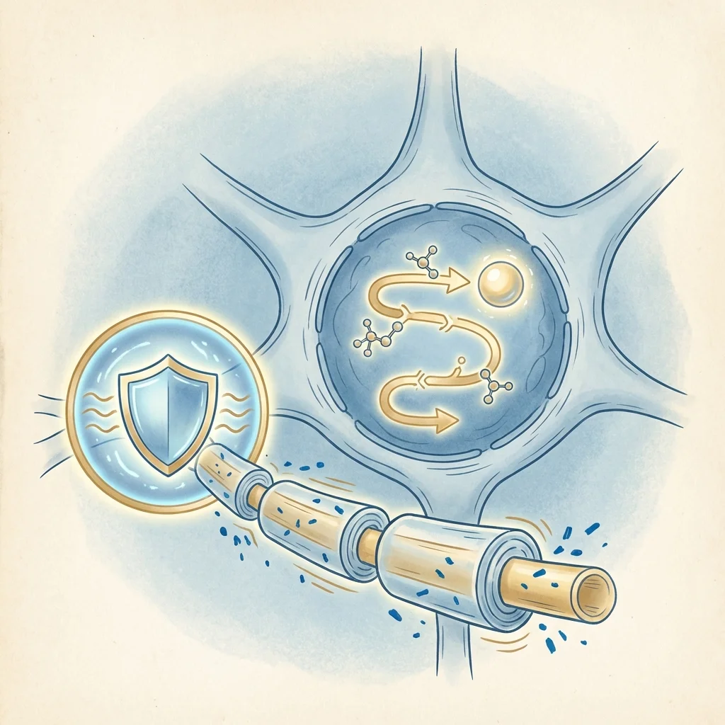 Diagram of alpha-lipoic acid dual antioxidant mechanism showing direct radical scavenging and Nrf2 pathway activation in nerve cells