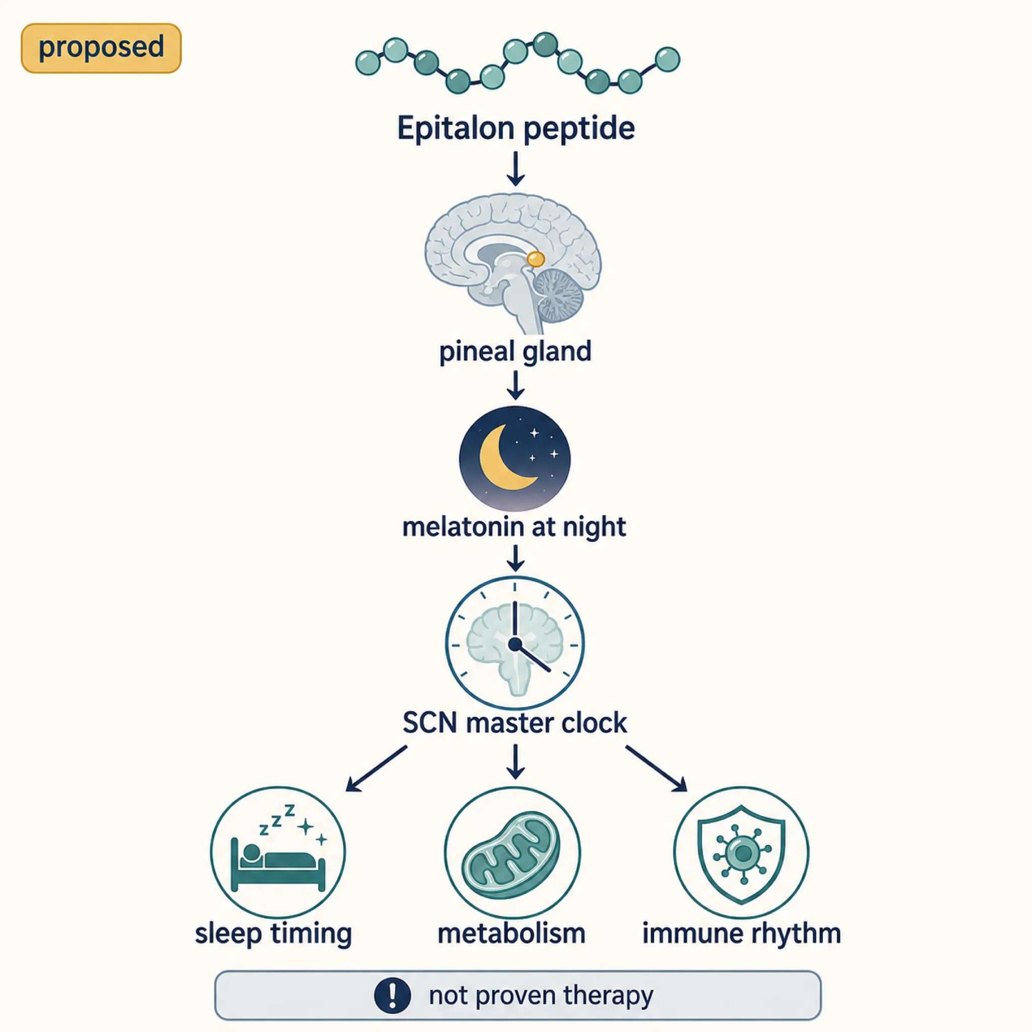 Infographic of the proposed Epitalon pineal melatonin circadian pathway