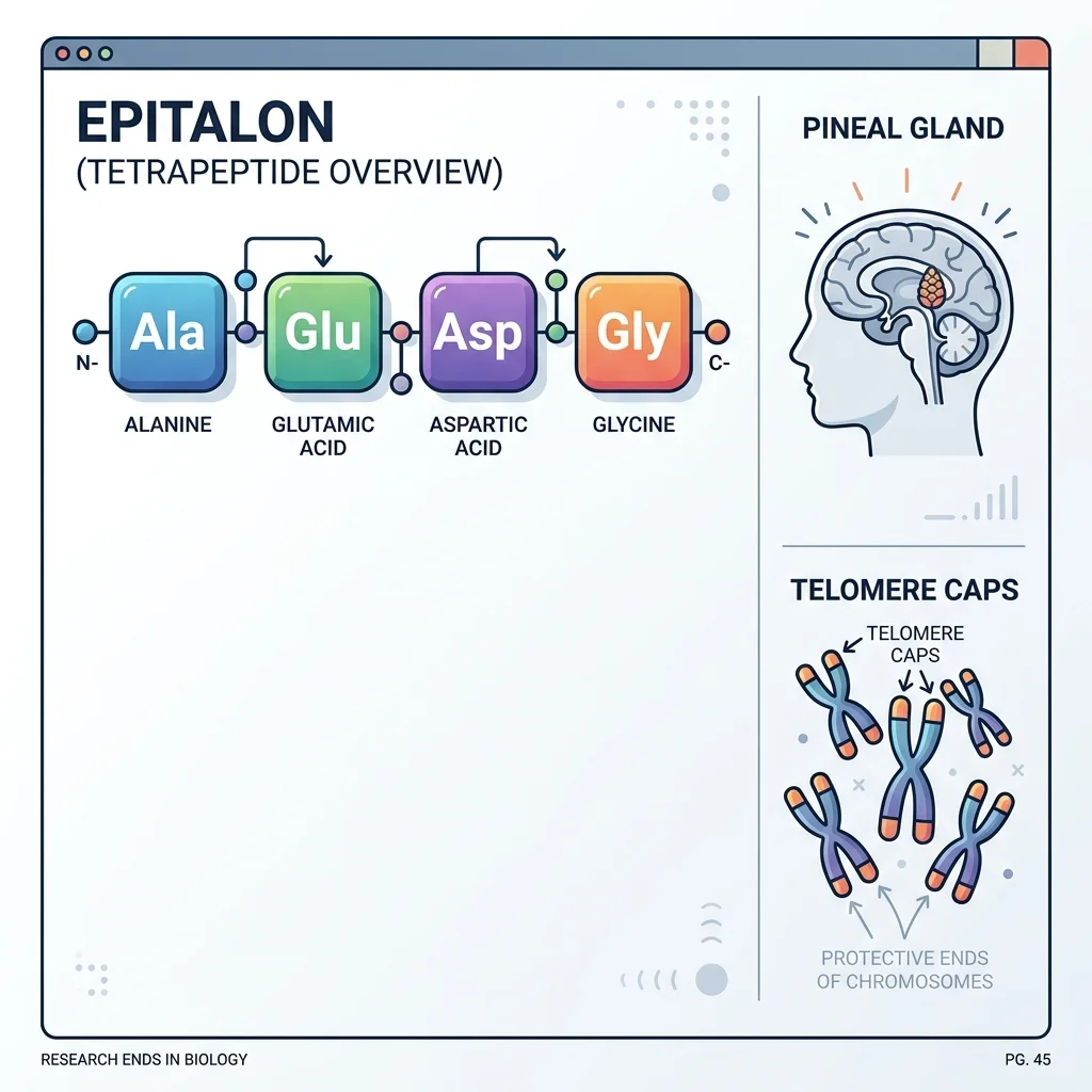 Four amino acid blocks representing epitalon's tetrapeptide structure