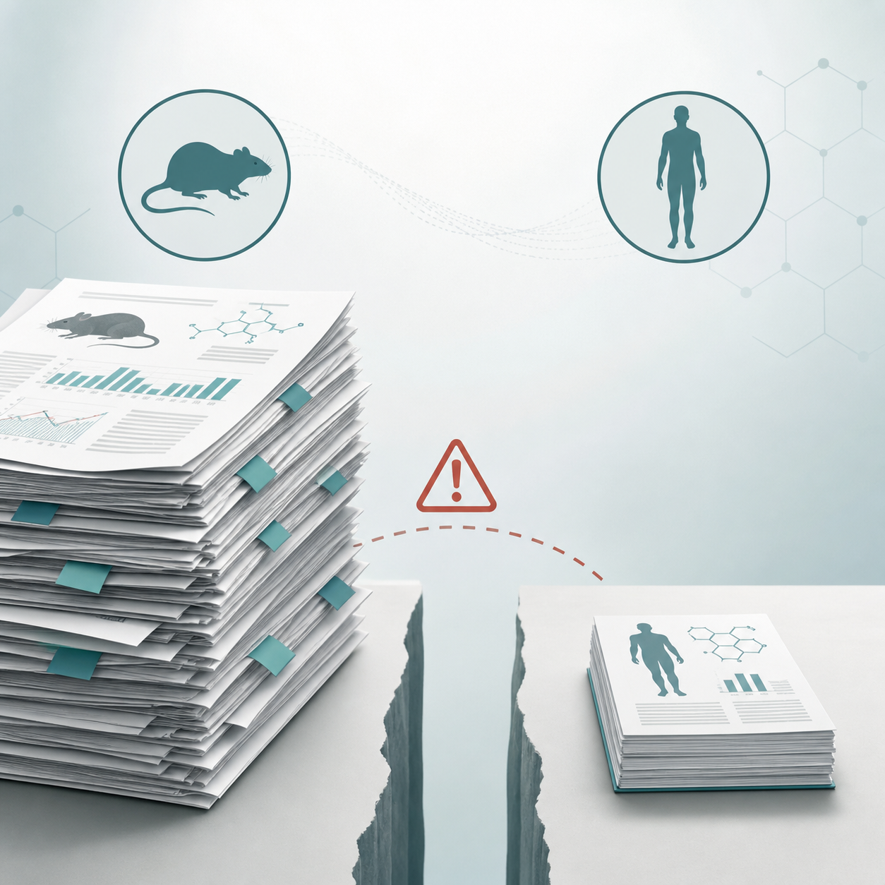 Illustration of animal research evidence outweighing human BPC-157 evidence