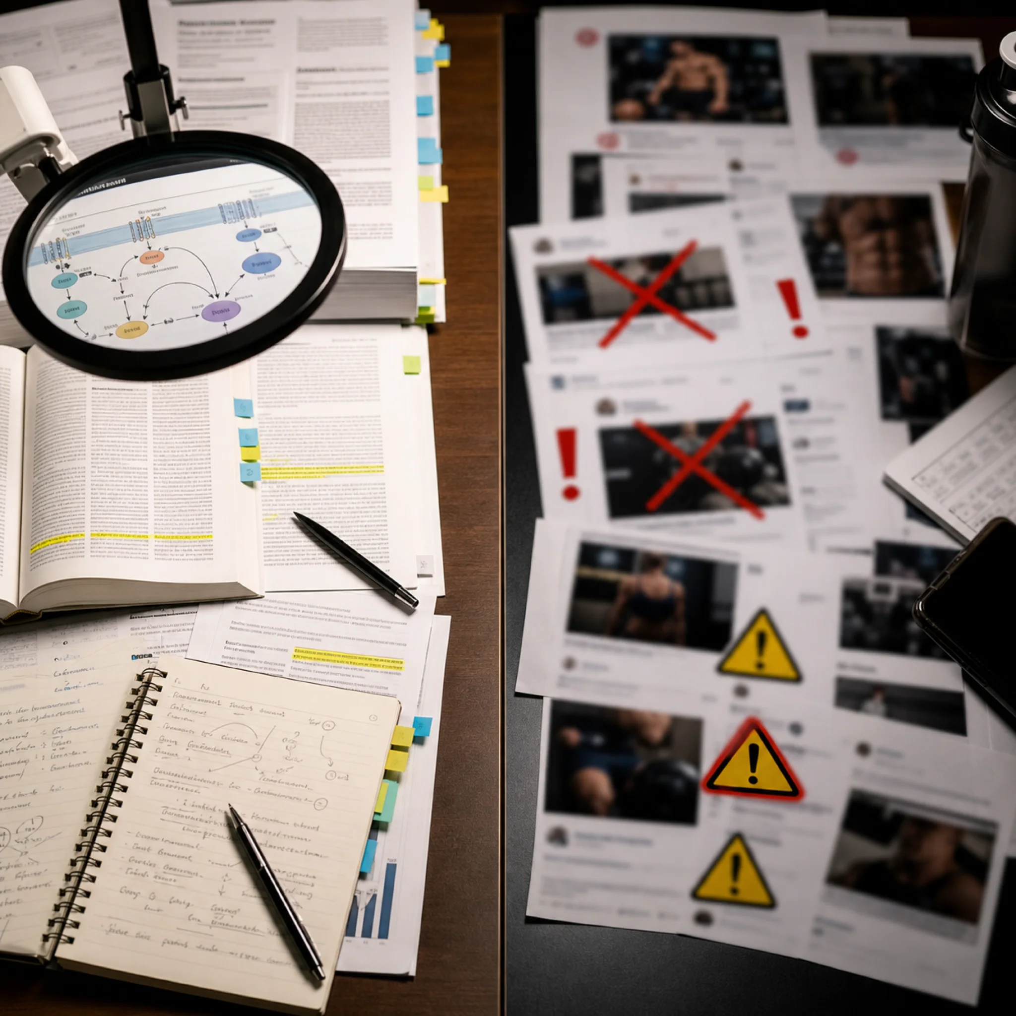 Comparison between clinical evidence and bodybuilding marketing claims