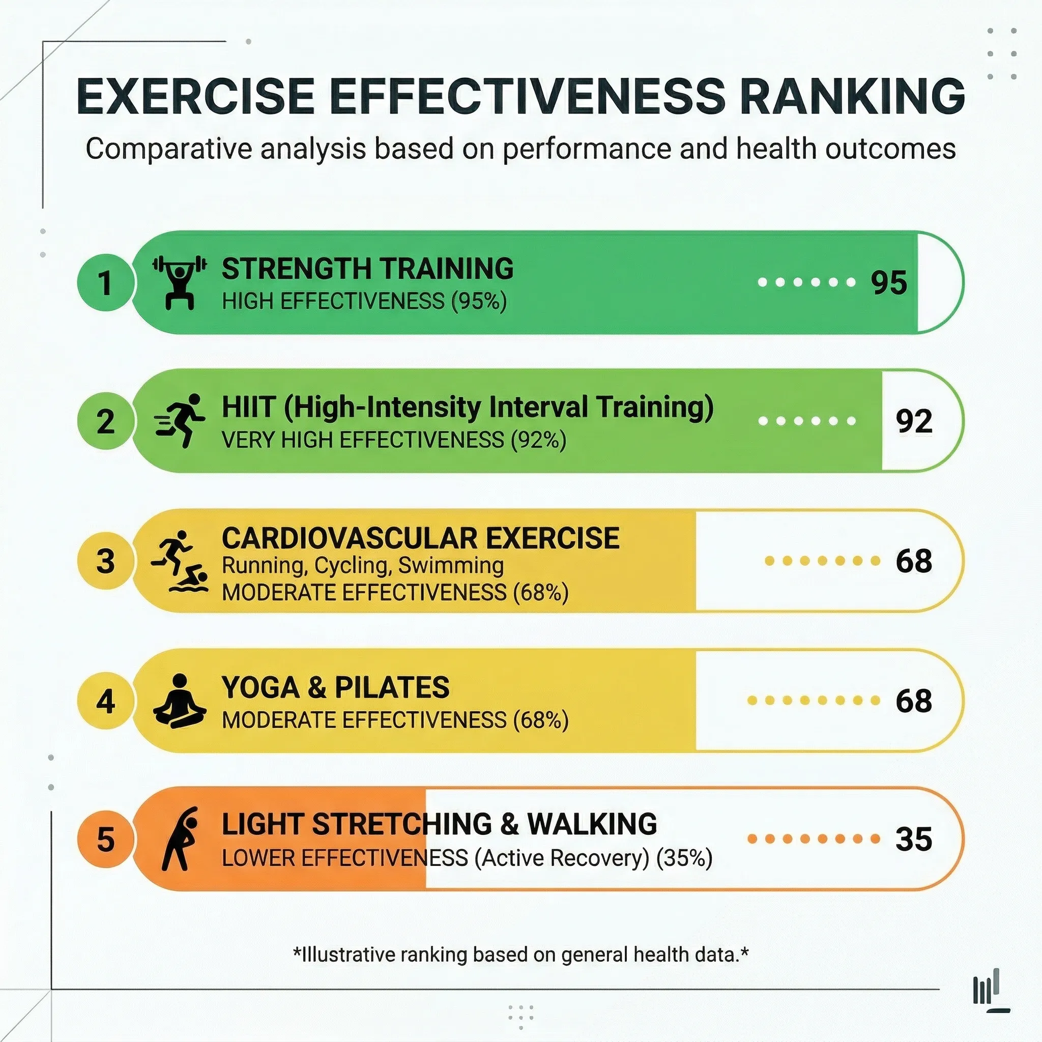 Chart comparing exercise types for reducing visceral fat