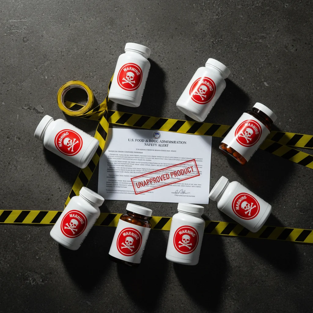 Collage of FDA warning letters and FTC enforcement actions related to fraudulent keto diet pill marketing