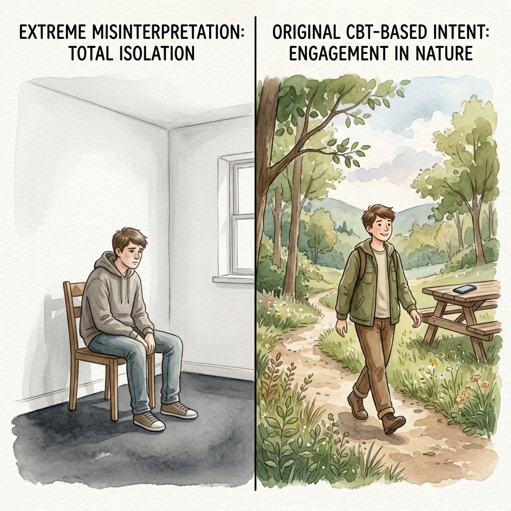 Side-by-side comparison of extreme dopamine fasting isolation versus balanced behavioral change approach