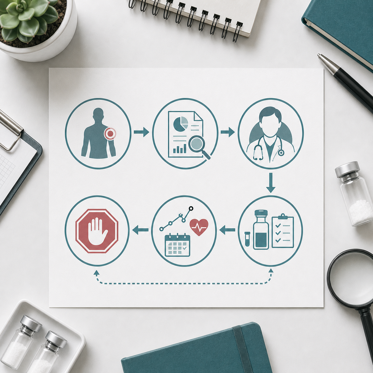 Decision pathway illustration for safer first-time BPC-157 evaluation