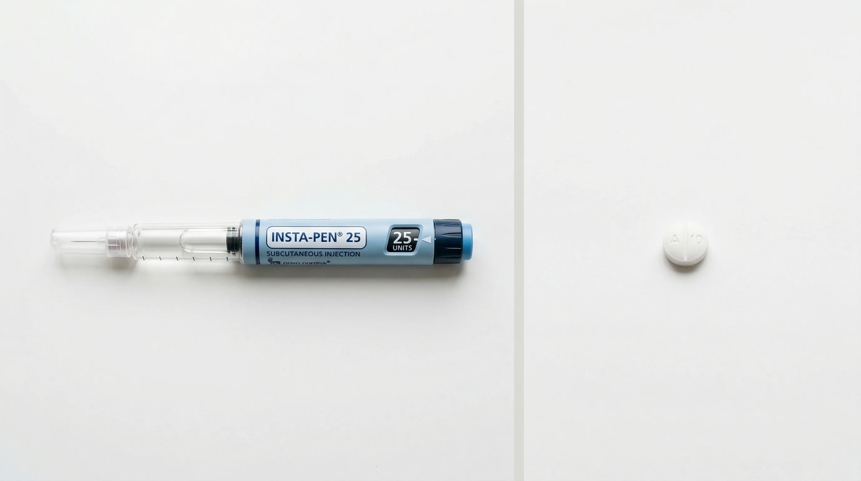 Comparison between a GLP-1 injection pen and an oral semaglutide tablet