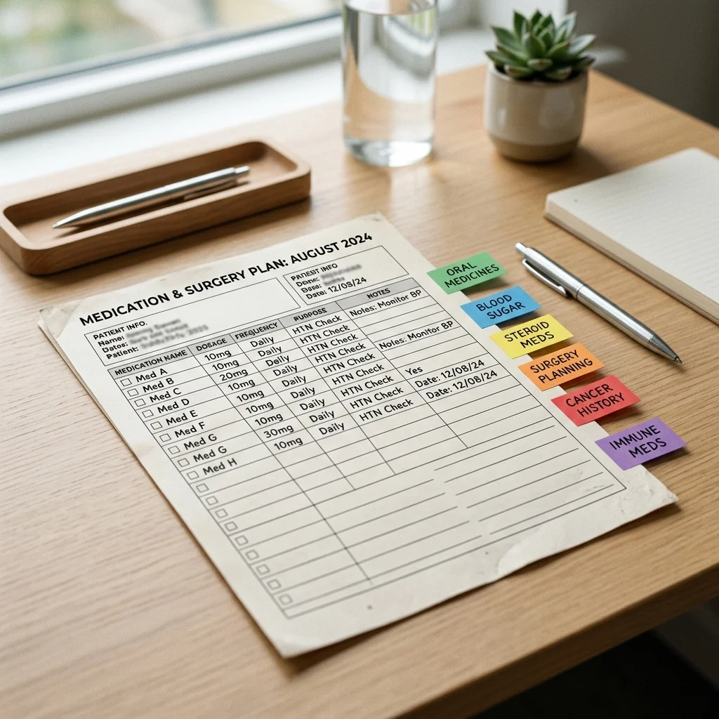 Medication list marked with interaction categories doctors ask about