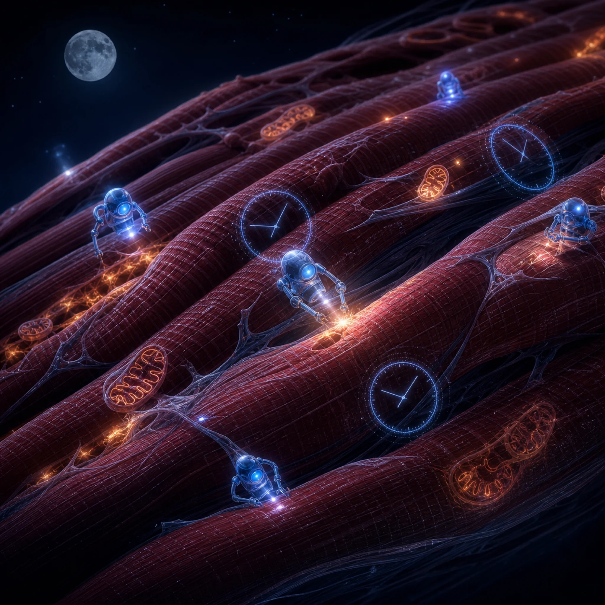 Muscle fibers undergoing circadian-timed overnight repair