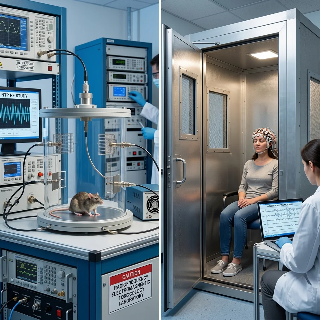 Comparison of NTP animal study setup and GOLIAT human volunteer laboratory study