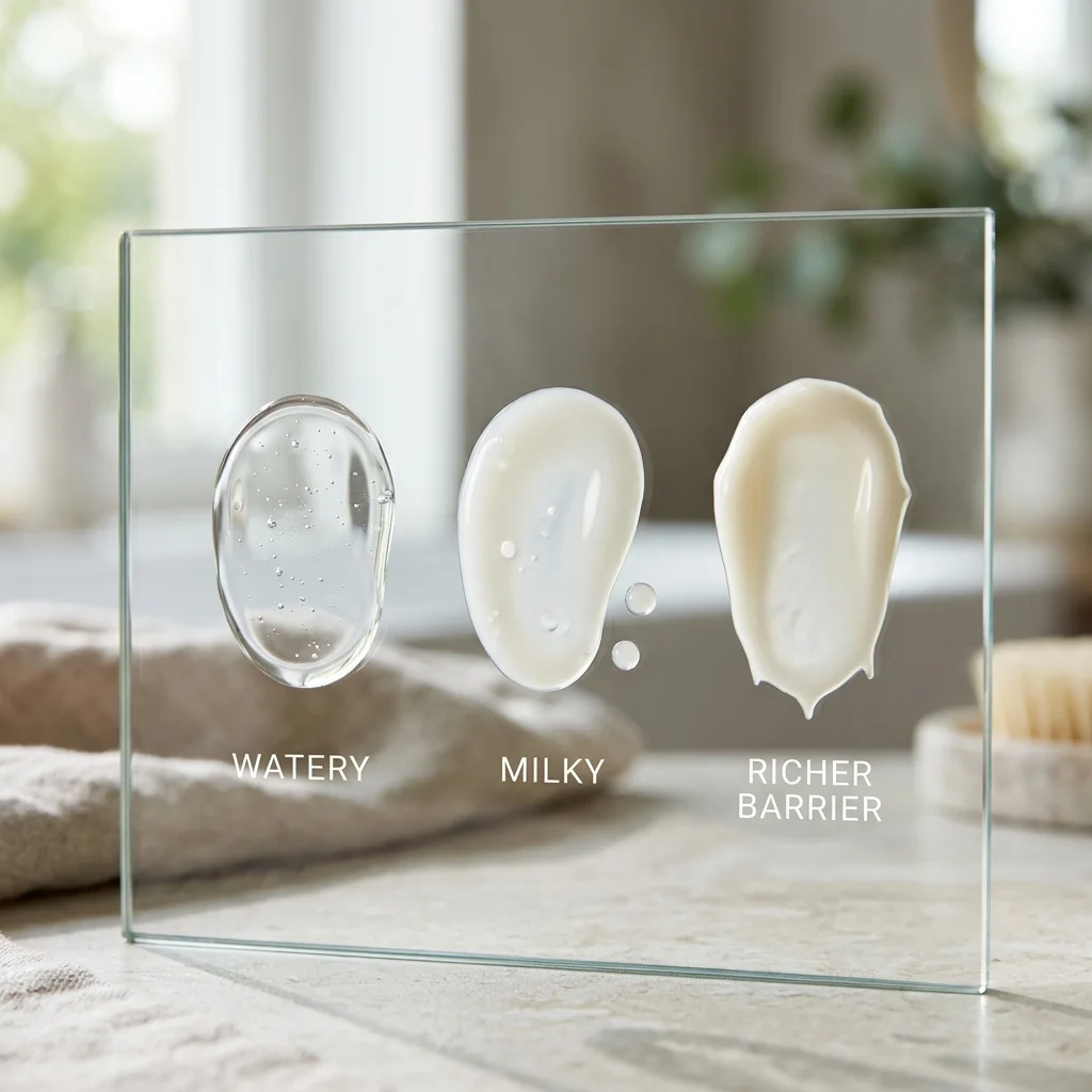 Different peptide serum textures shown side by side