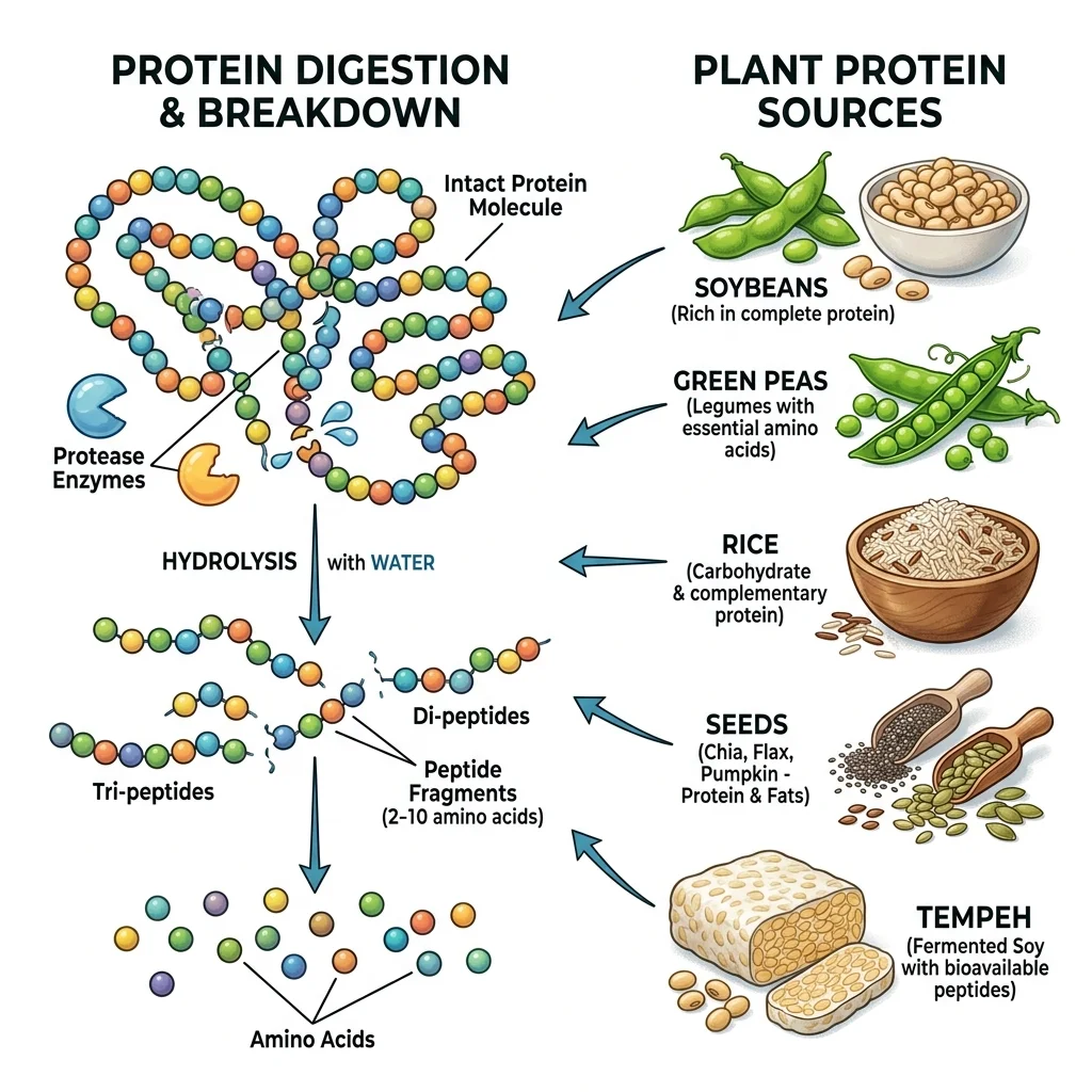 Plant proteins broken down into smaller peptide fragments