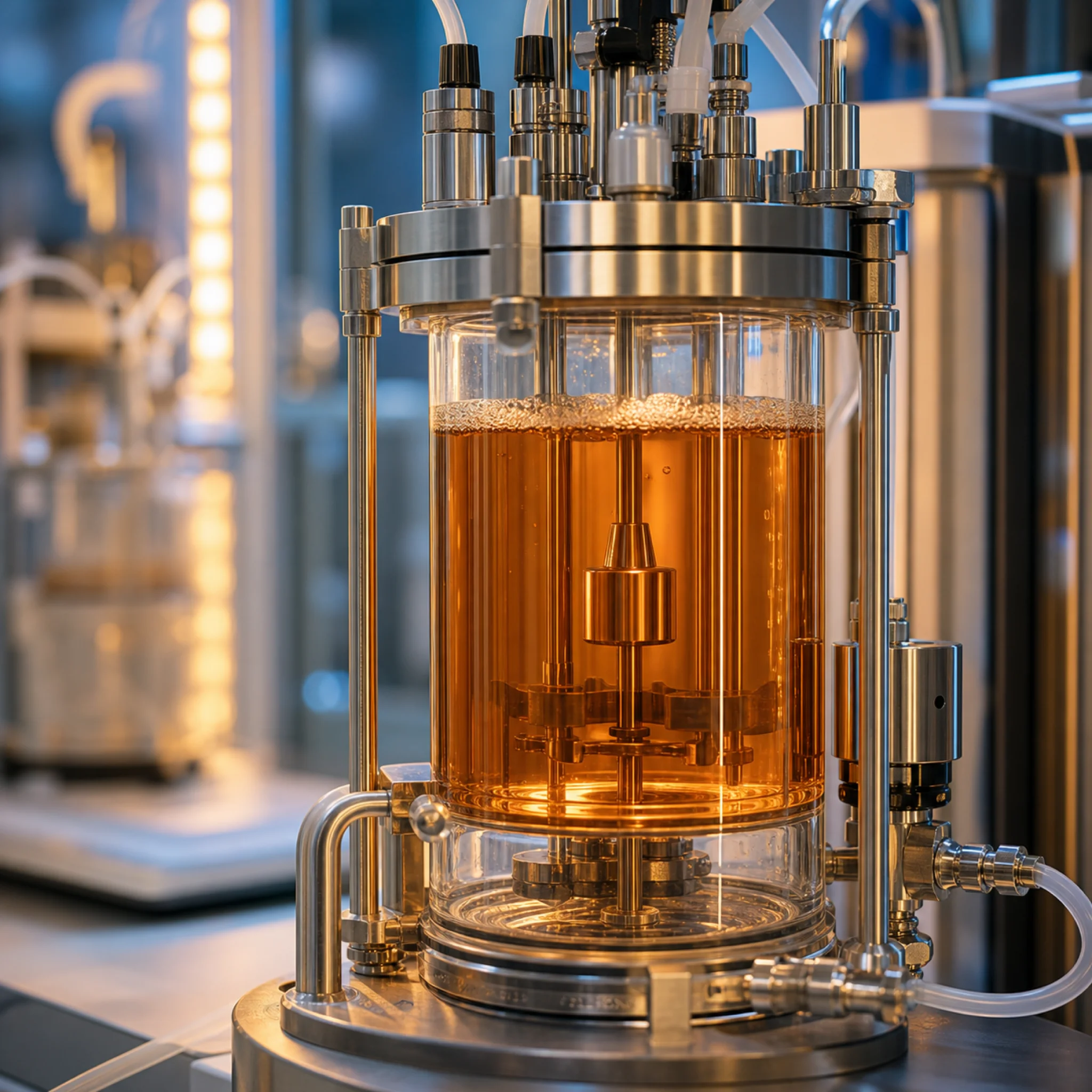 Precision fermentation bioreactor used in recombinant collagen production