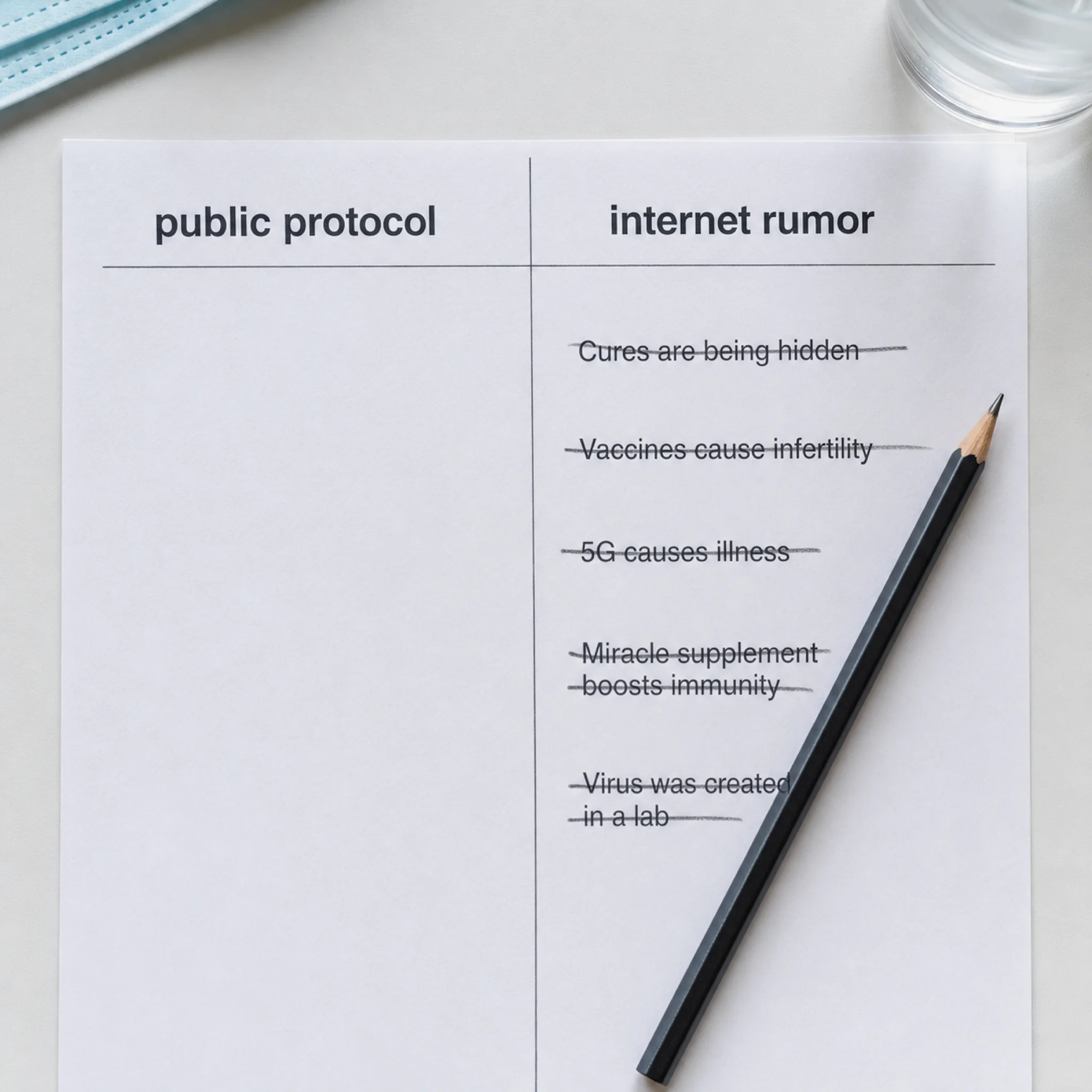 A protocol sheet separating public disclosures from unsupported peptide rumors